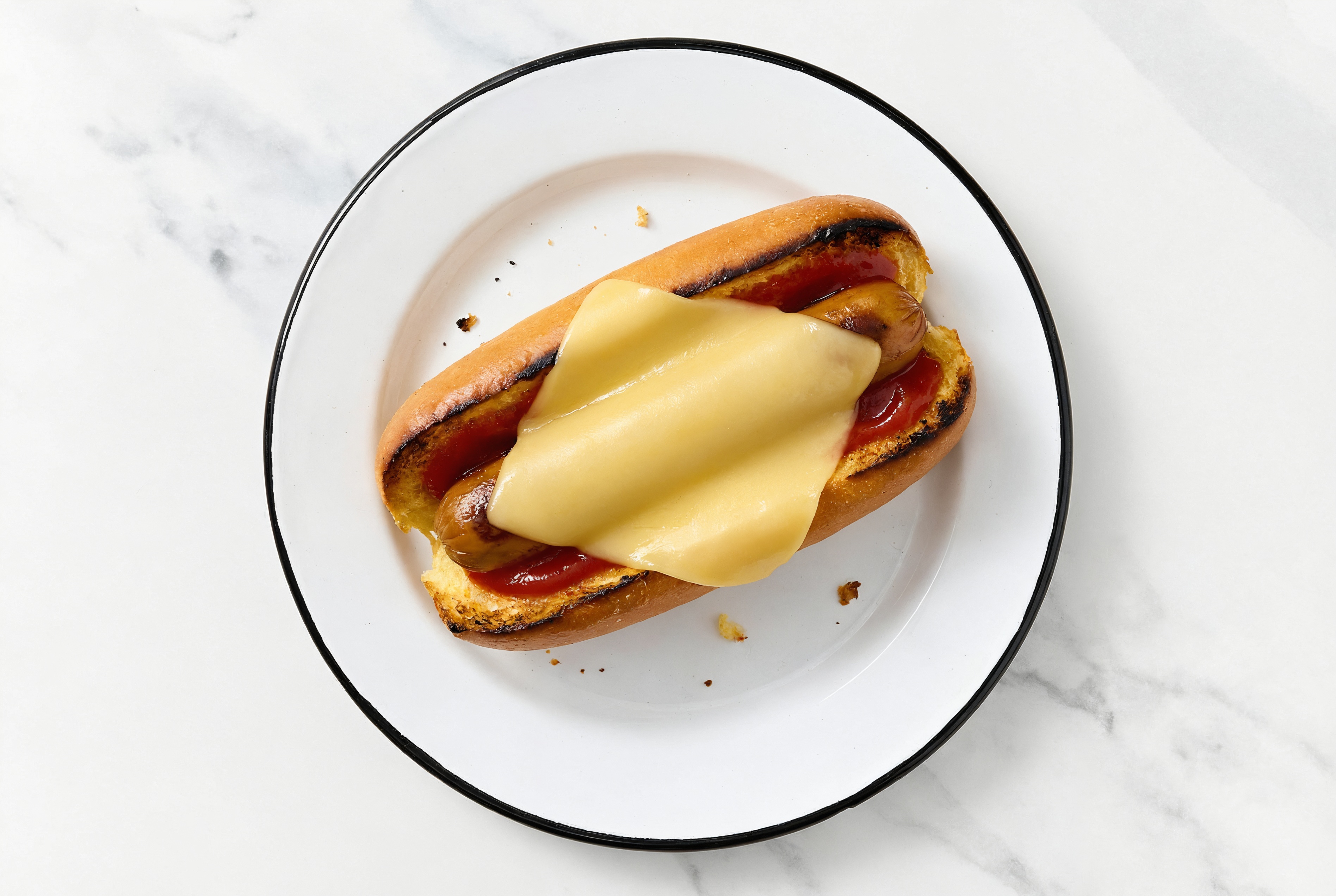 Vegan Cheddar Smart Dog with Ketchup on Brioche