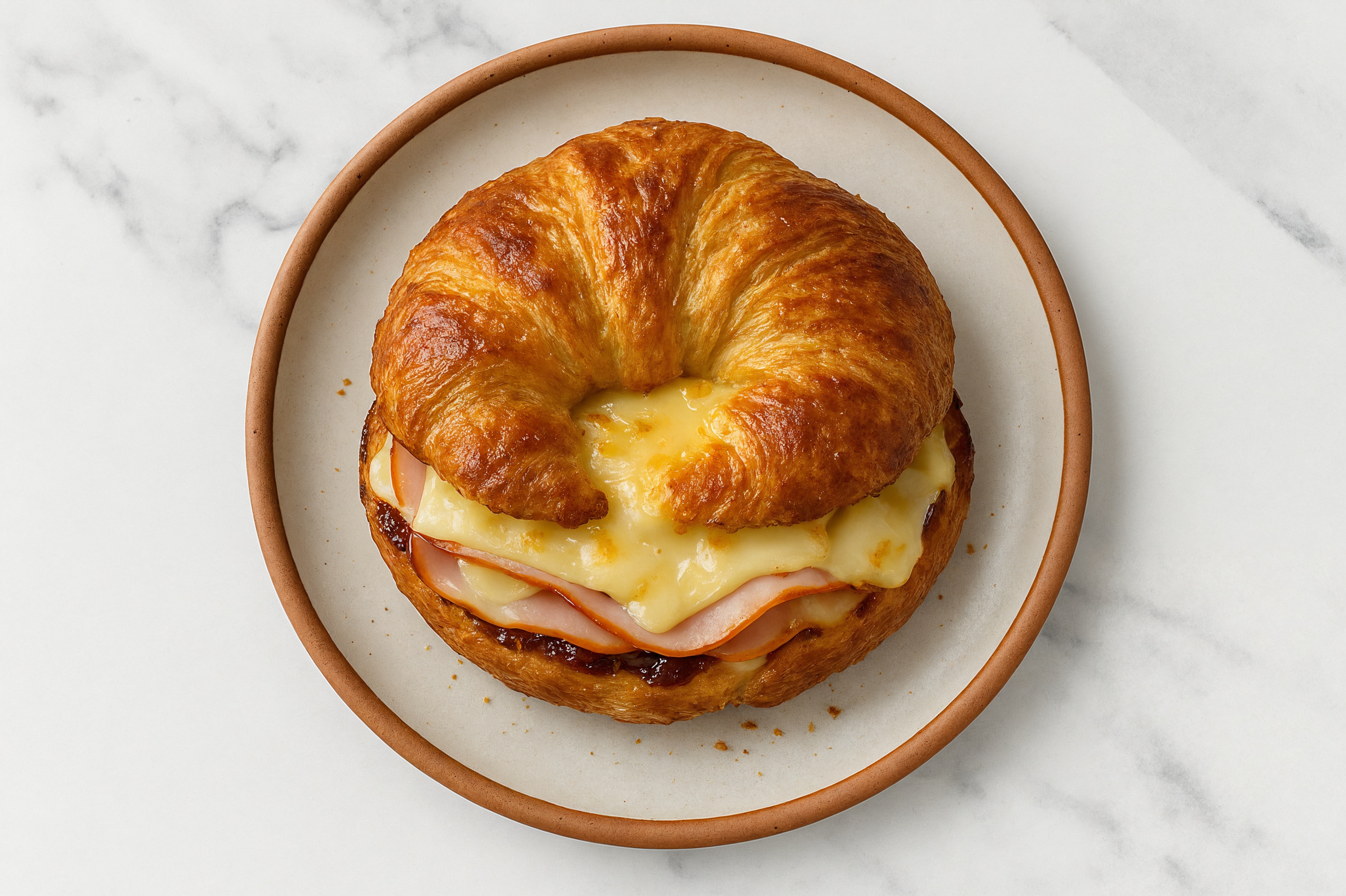 Ham, Havarti + Strawberry Jam Croissant Grilled Cheese
