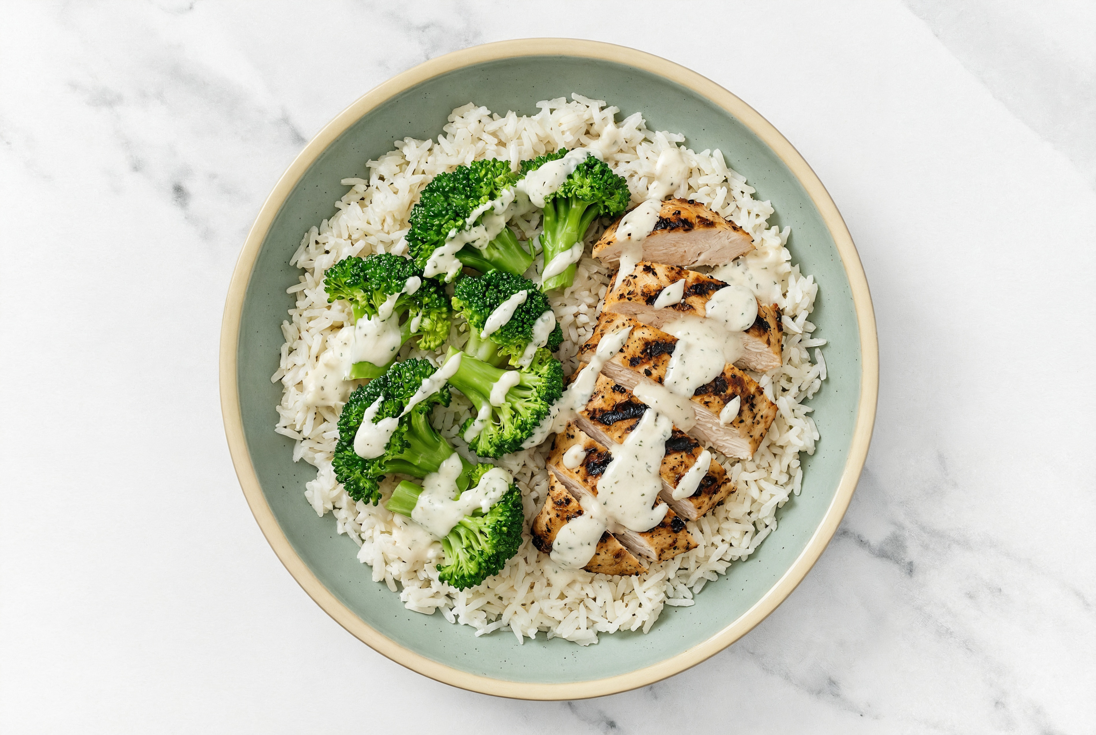 Creamy Ranch Seasoned Grilled Chicken Breast + Broccoli Long Grain White Rice Bowl