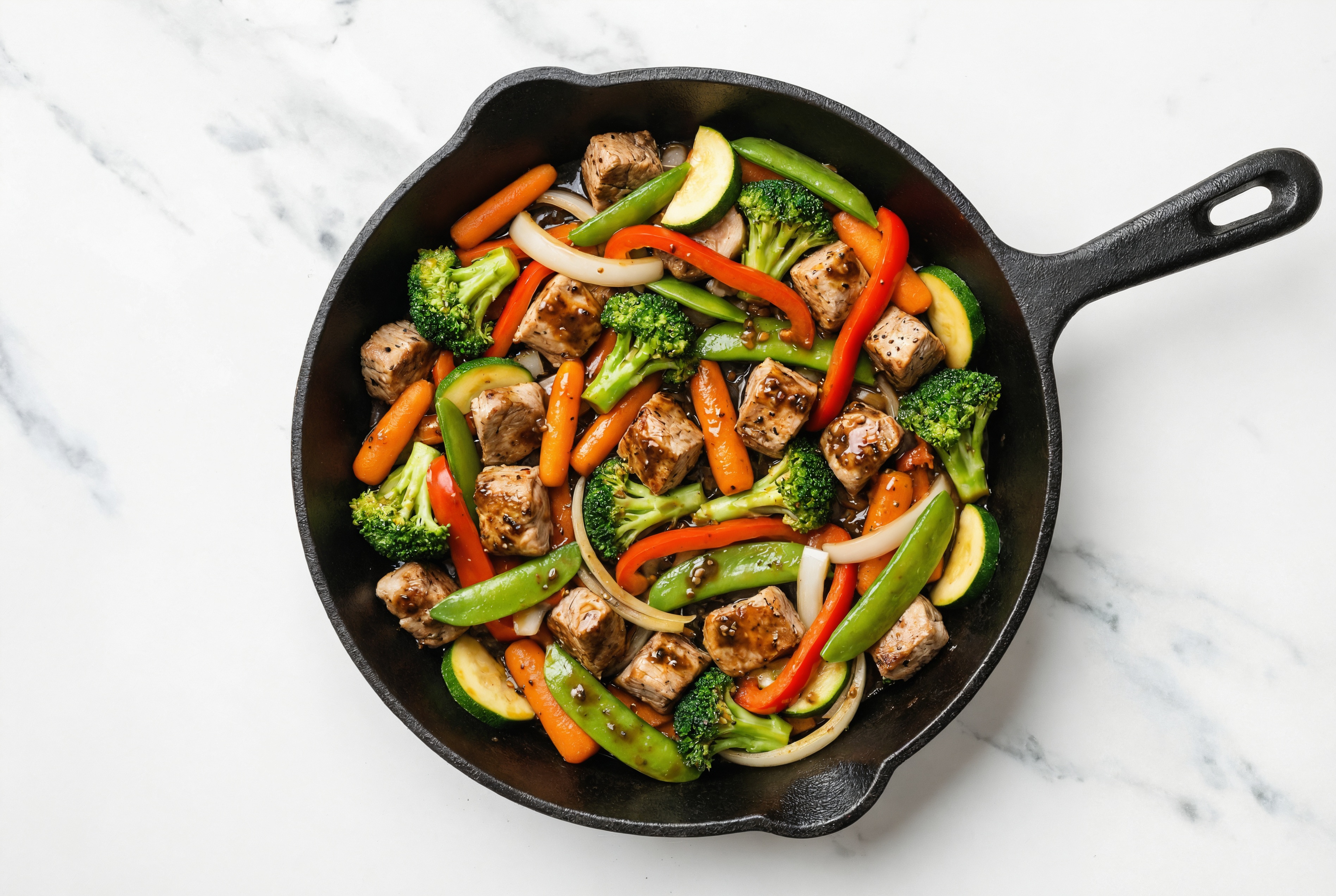 Tangy Pepper Grilled Pork Tenderloin Stir-Fry with Mixed Veggies