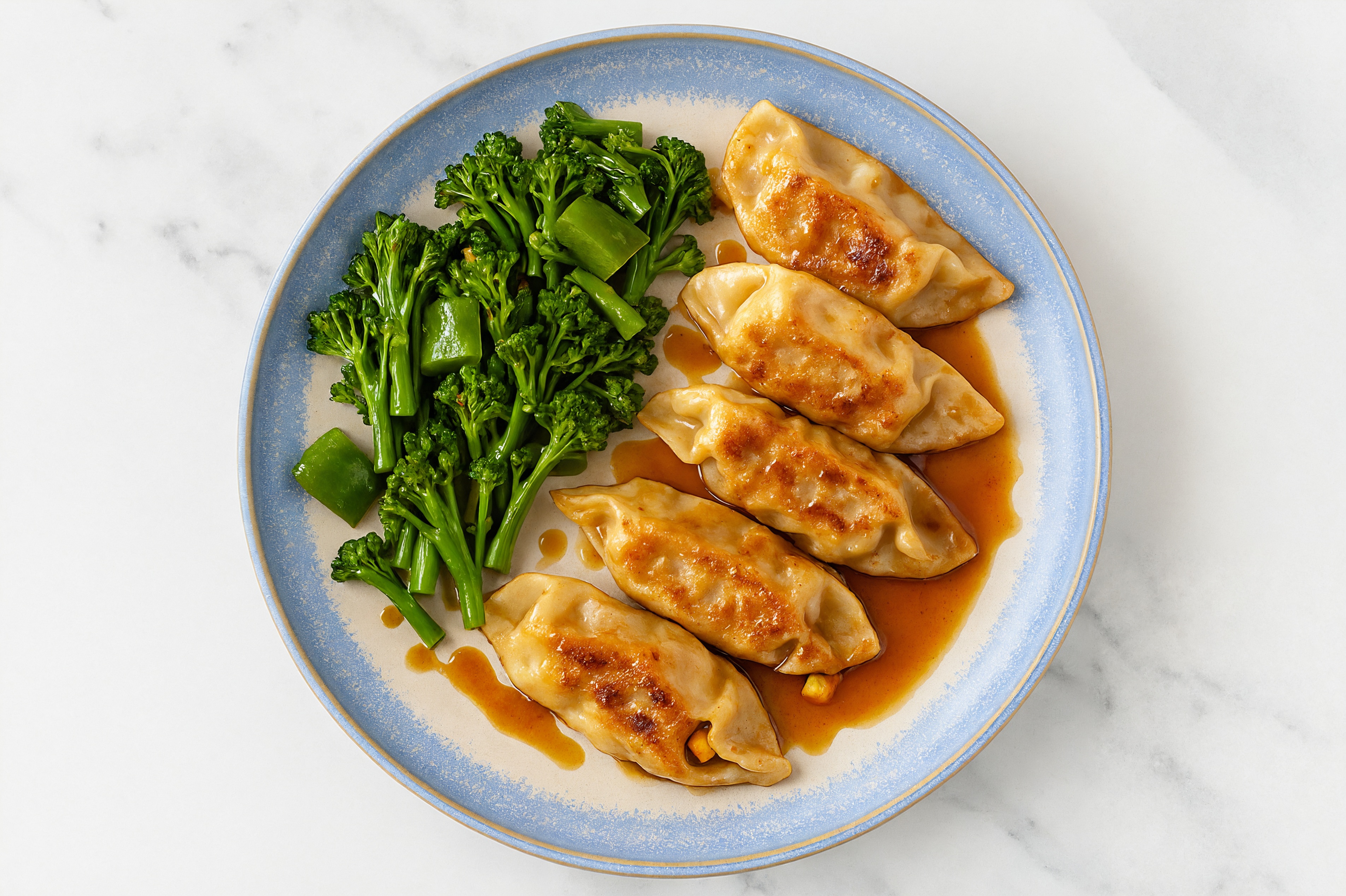 Sesame Vegetable Potstickers + Sweet n' Sour Baby Broccoli