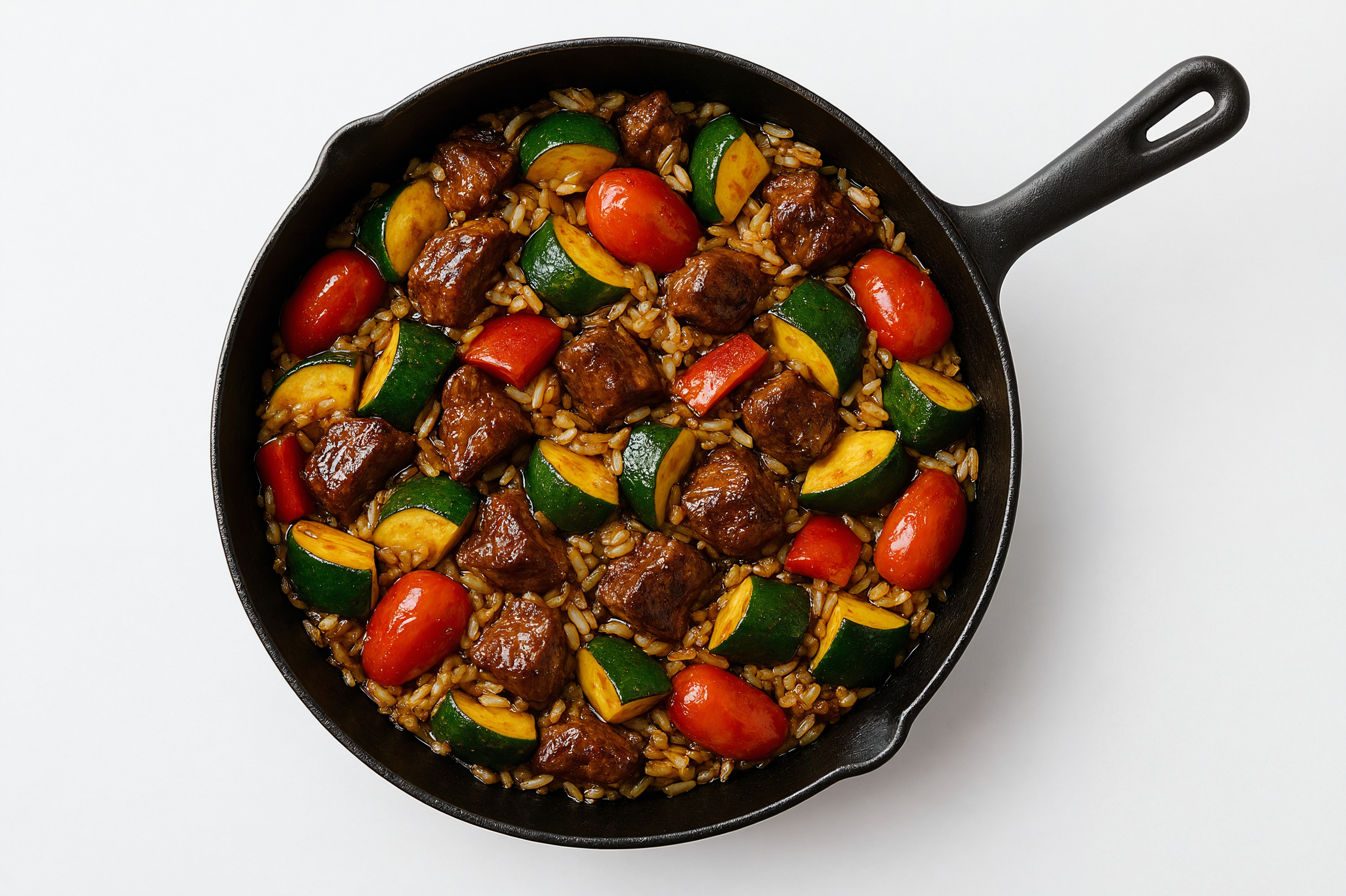 Teriyaki Squash + Lamb Stir-Fry with Long Grain White Rice