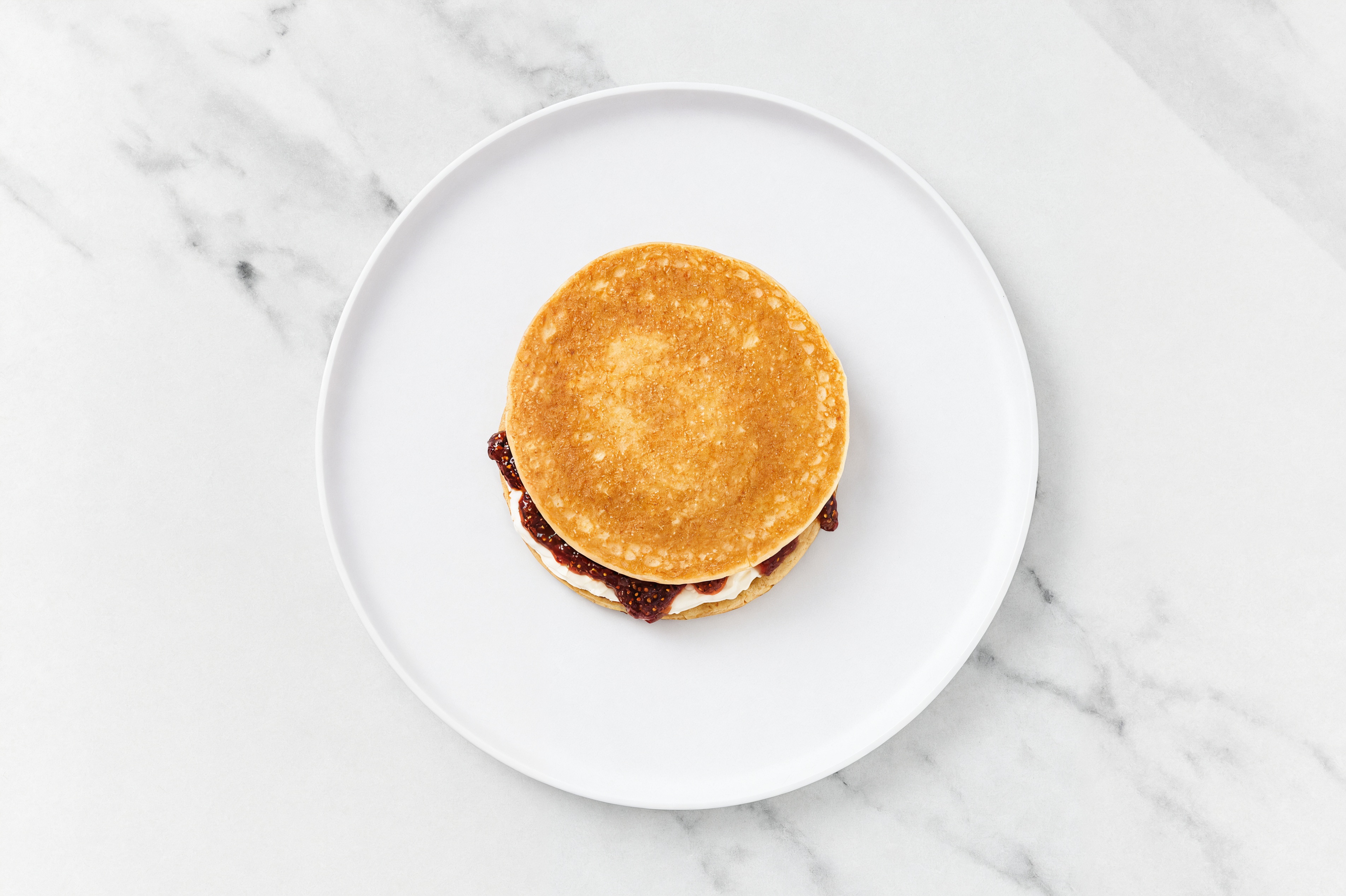 Cream Cheese + Strawberry Jam Pancake Sandwich
