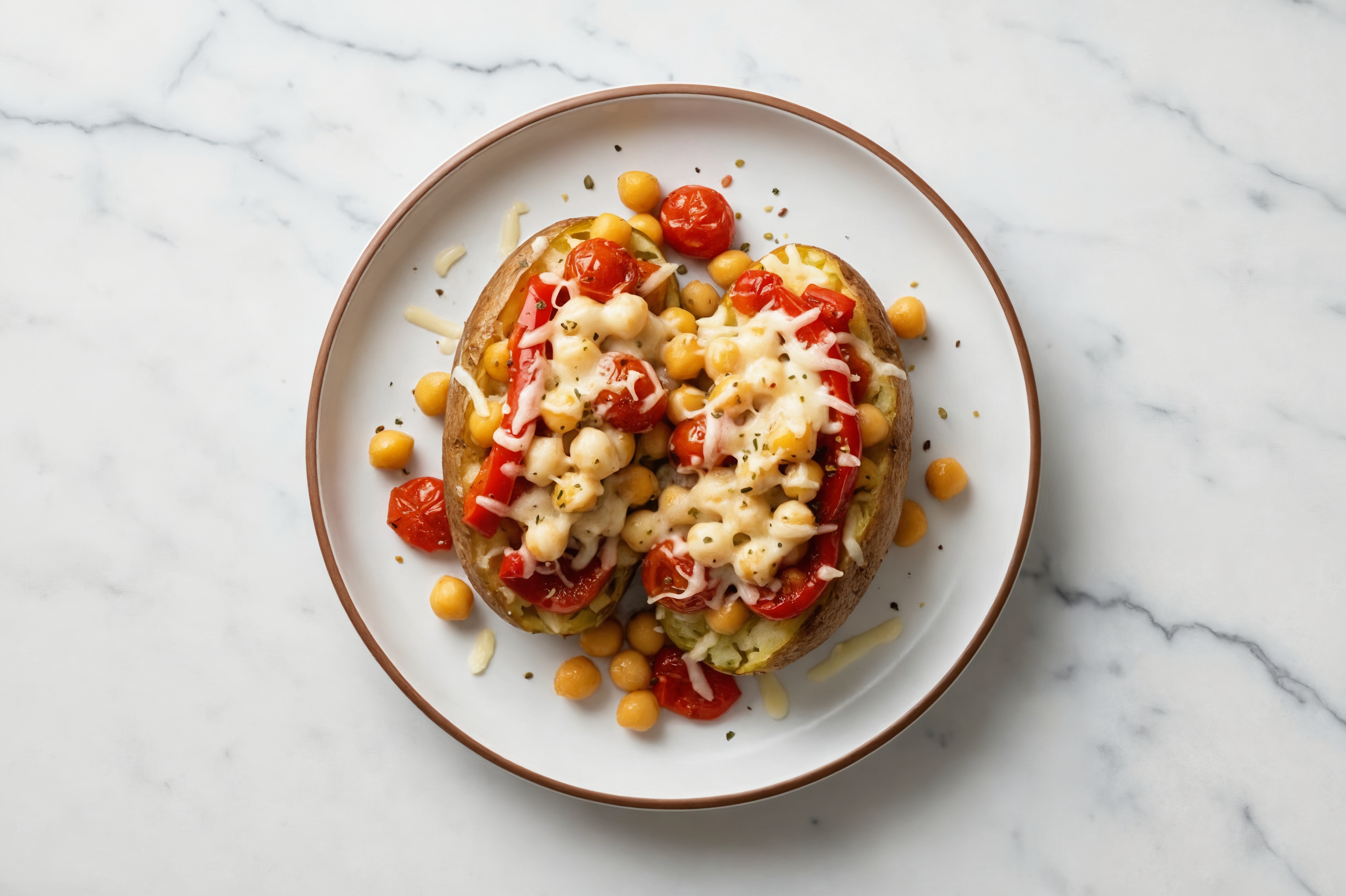 Russet Potato Stuffed with Peppers + Tomatoes