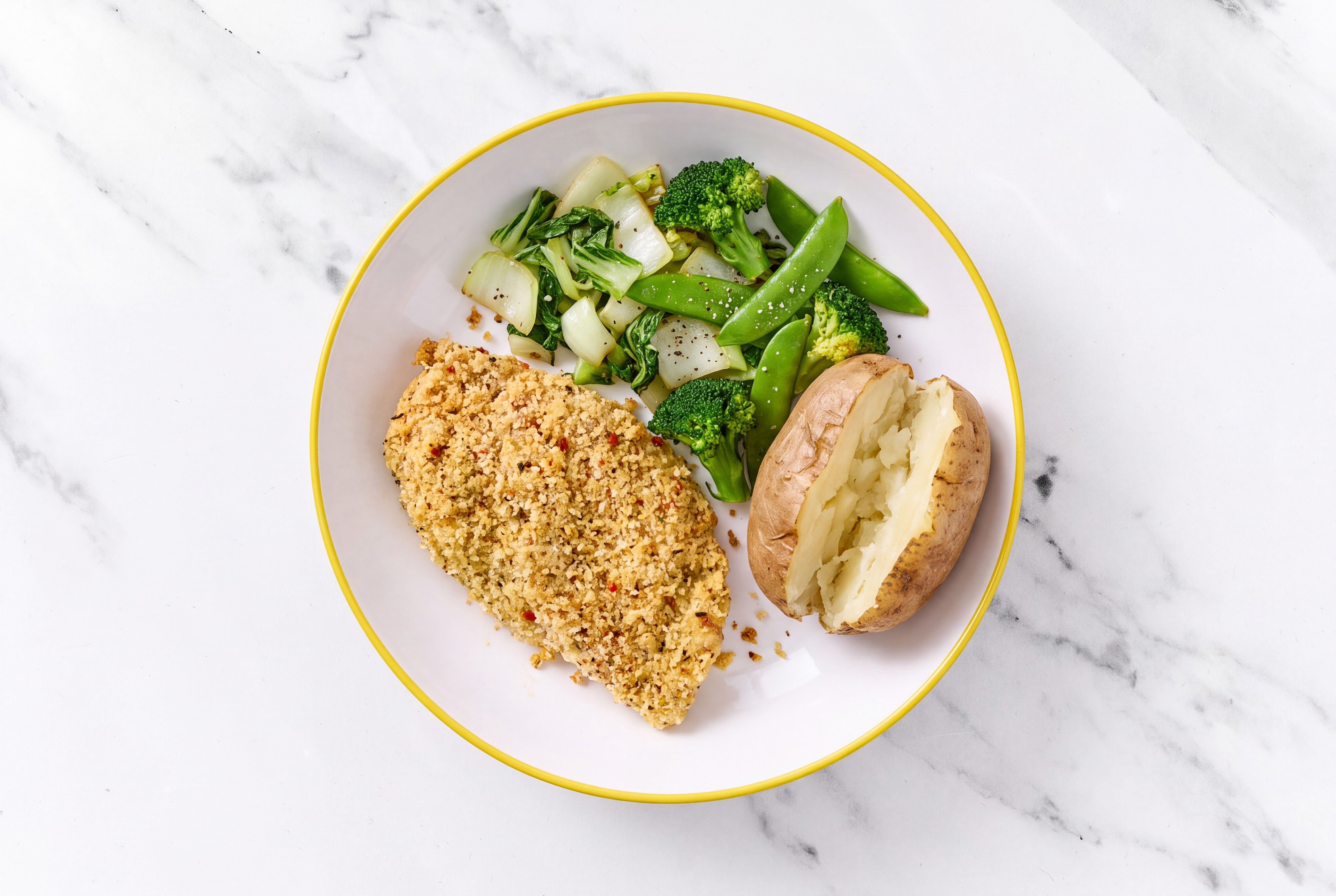 Parmesan Breaded Chicken Cutlet with Bok Choy & Russet Potato