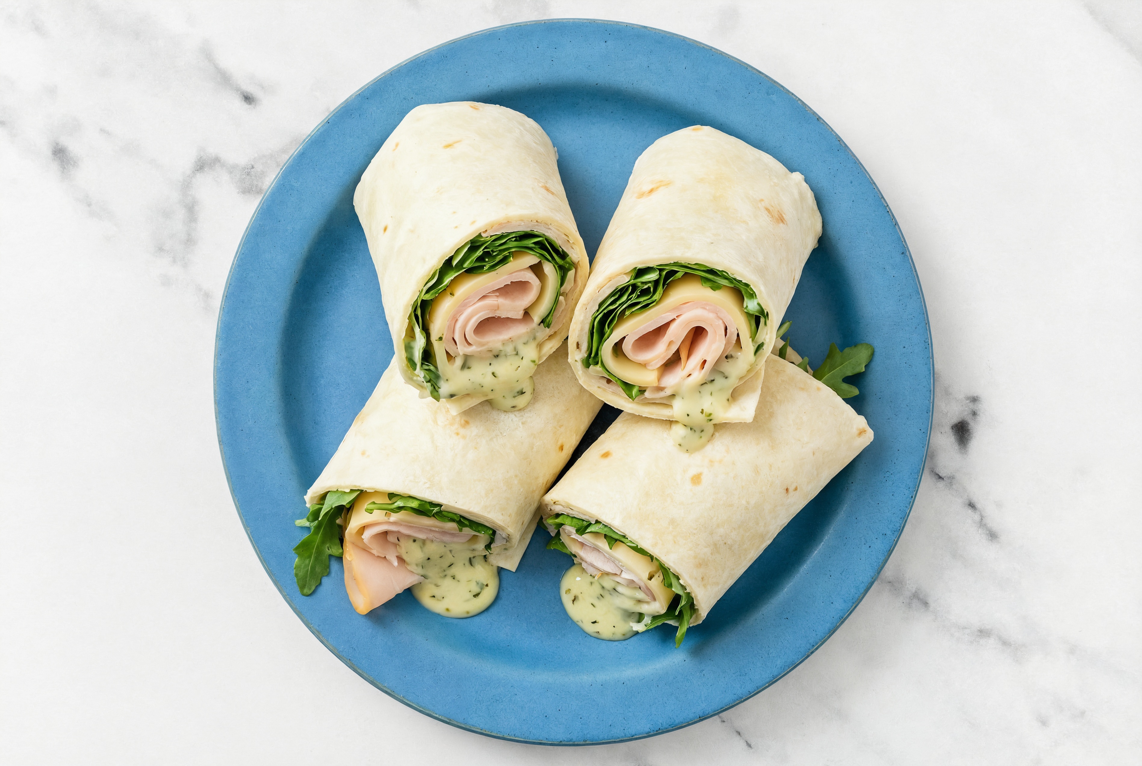 Jalapeño Oven Roasted Breast Turkey + Swiss Wraps with Arugula