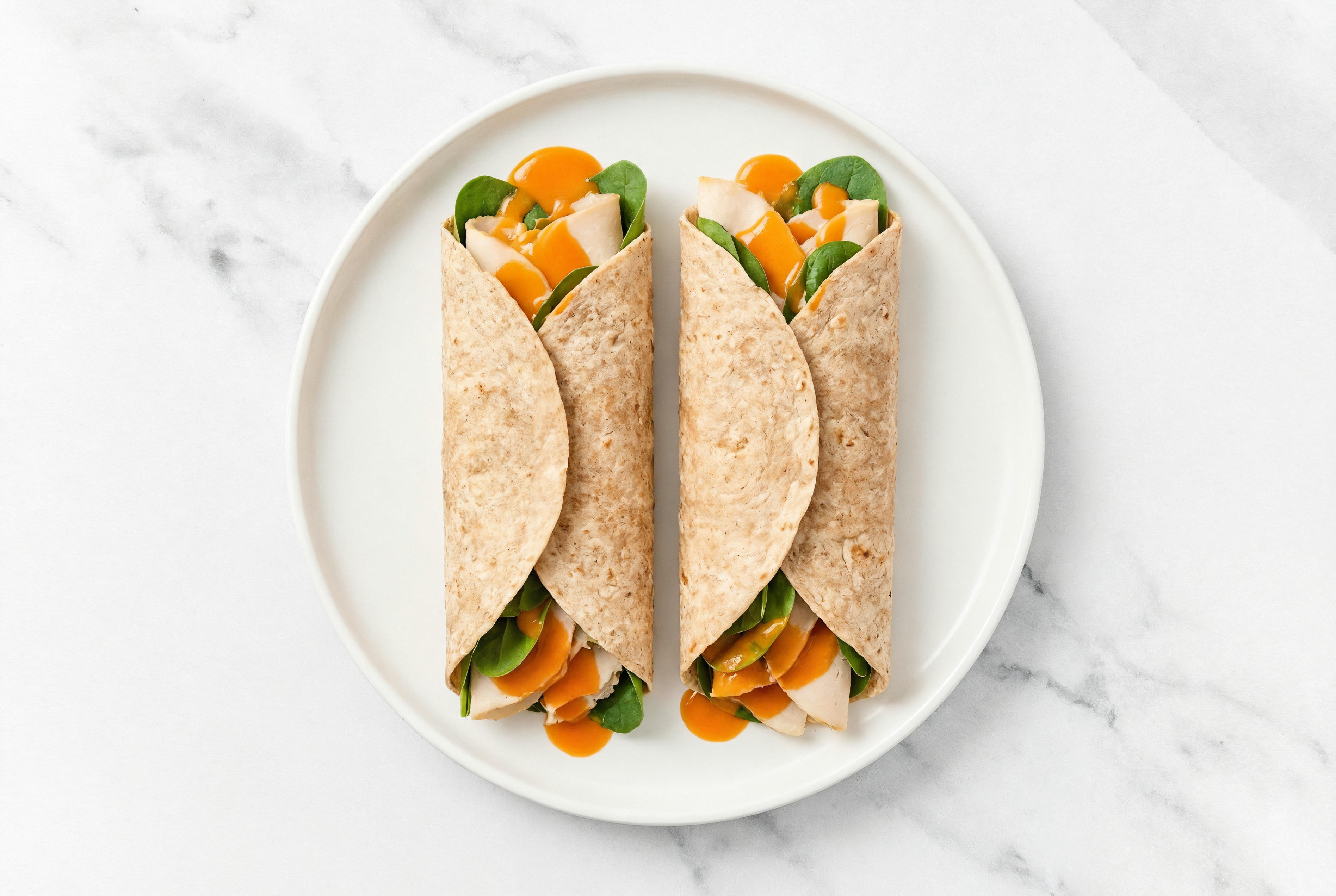 Buffalo Chicken Wrap with Baby Spinach