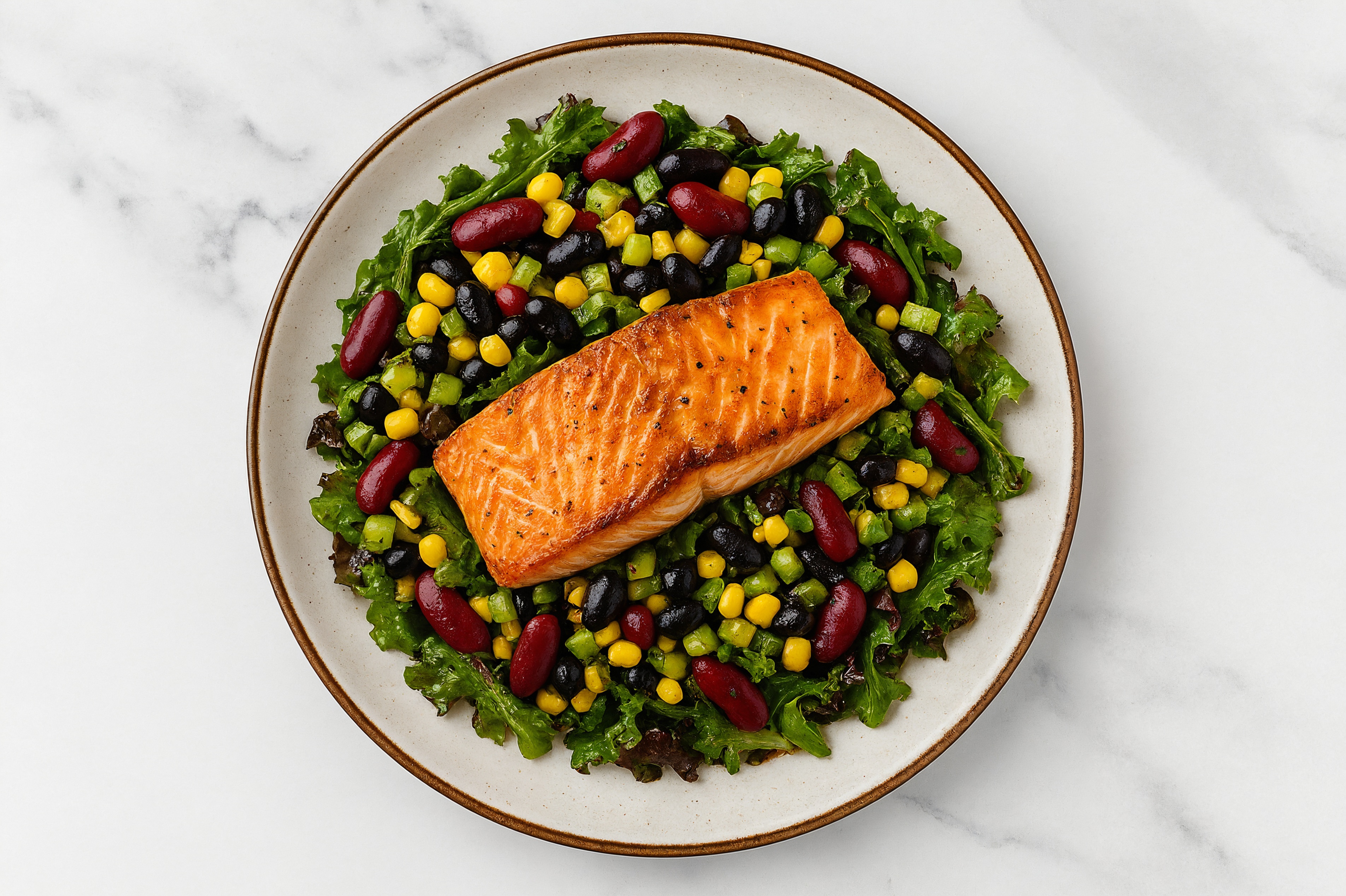 Balsamic Spring Mix Salad with Atlantic Salmon & Black Beans