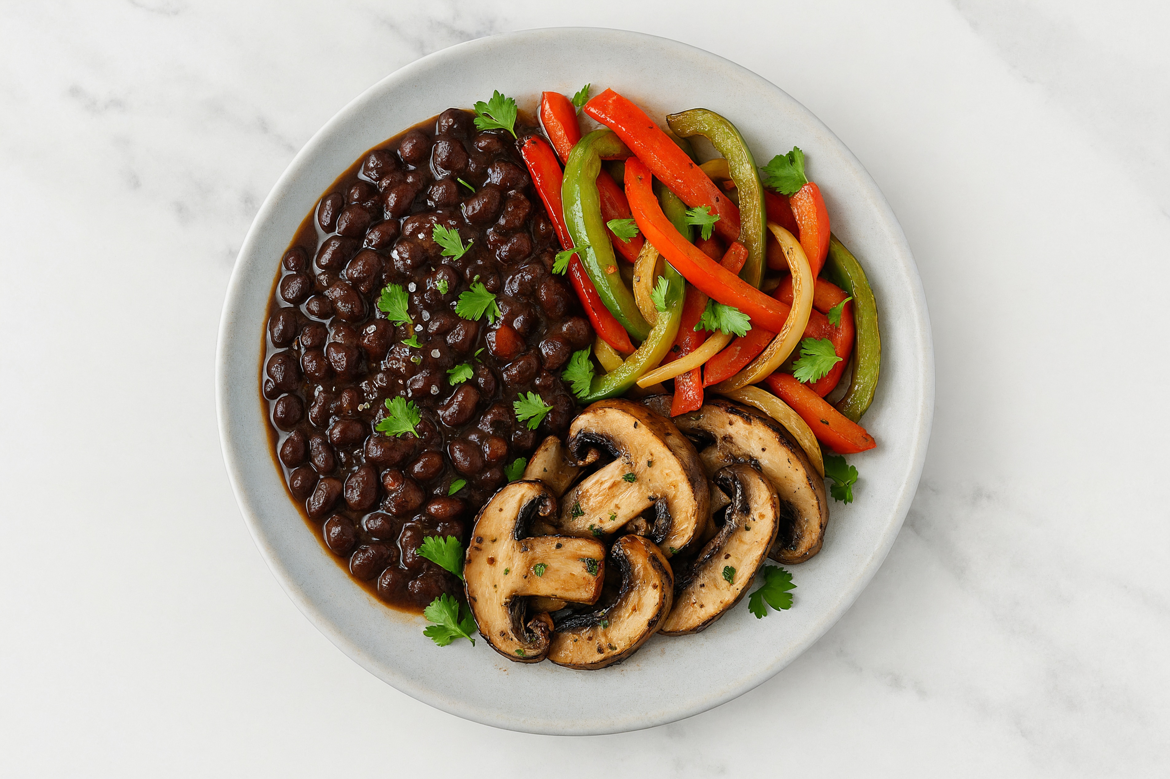 Cuban Spiced Black Beans + Mushrooms with Bell Pepper Bowl