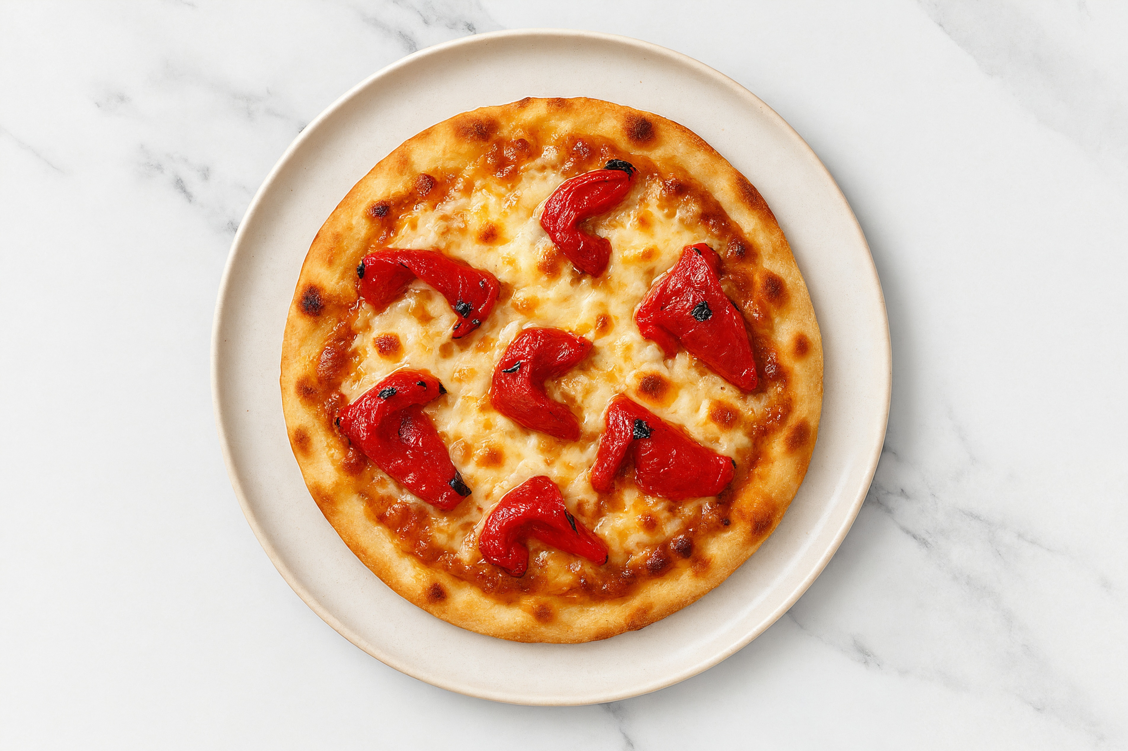 BBQ Cheesy Roasted Pepper Flatbread with Shredded Mozzarella Cheese
