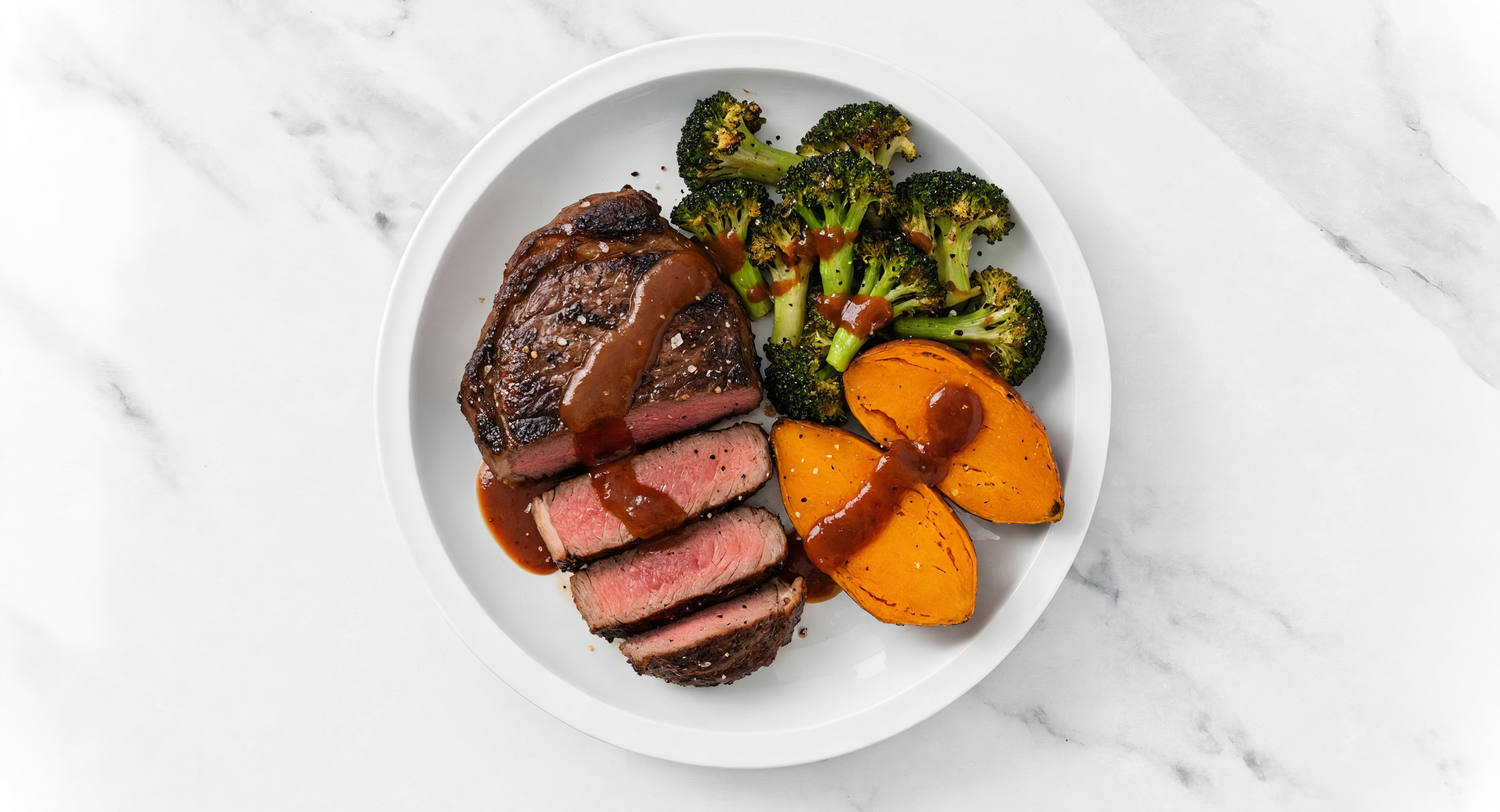 Sweet Hickory Beef Ribeye Steak + Sweet Potato