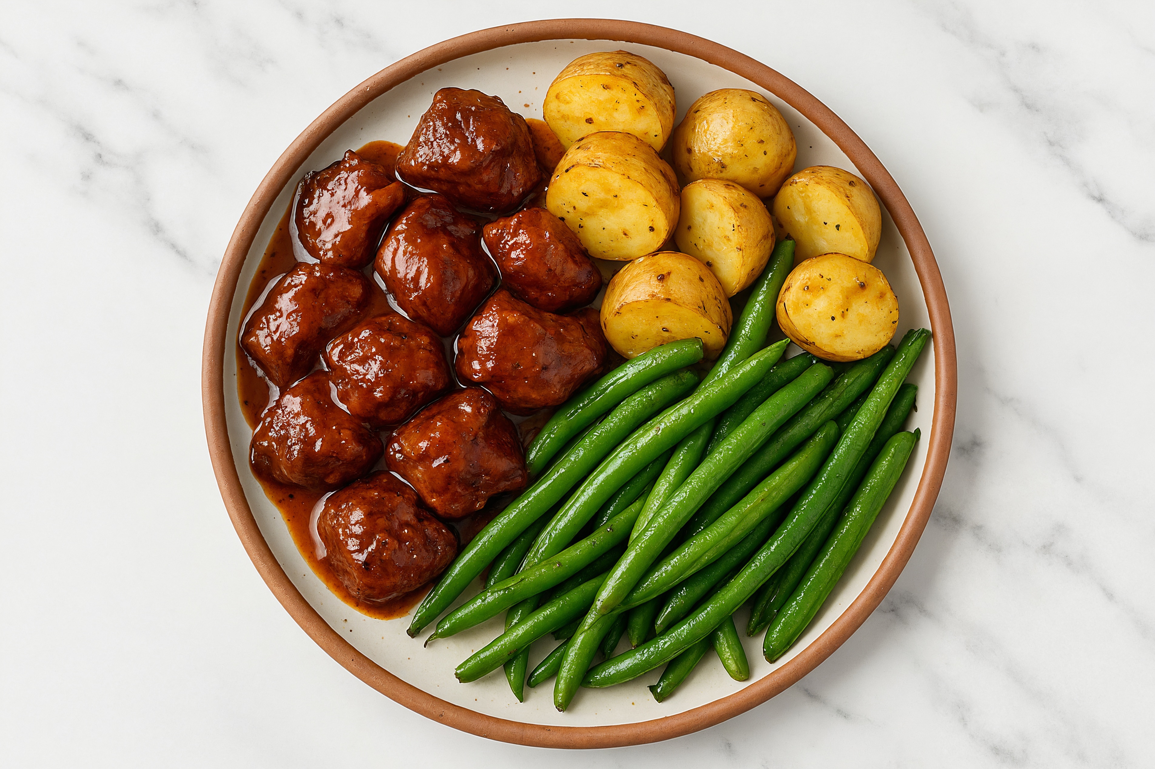 Sweet Hickory Seared Lamb with Organic Potatoes & Organic Green Beans