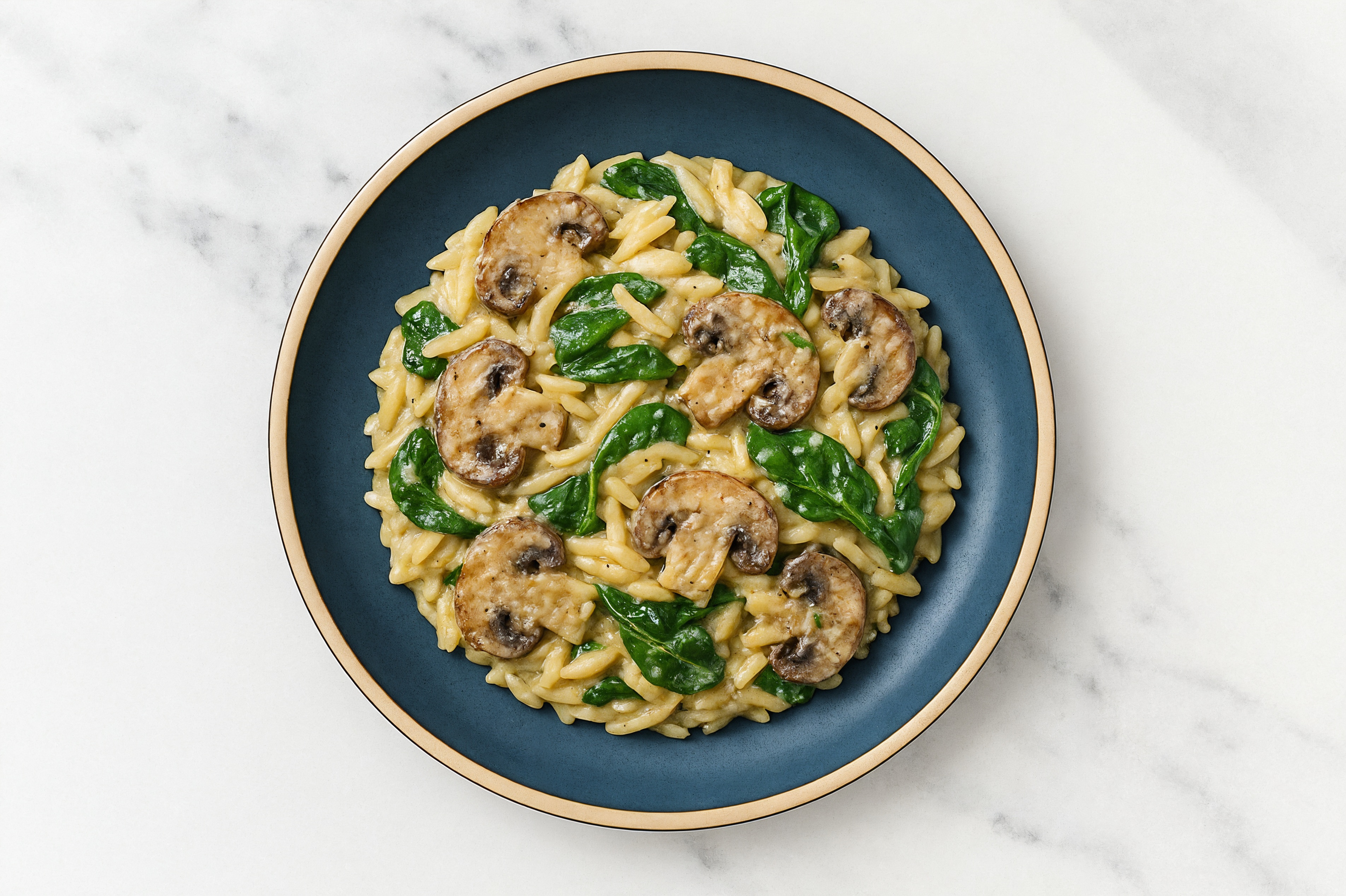 Spinach + Mushroom Orzo Truffle
