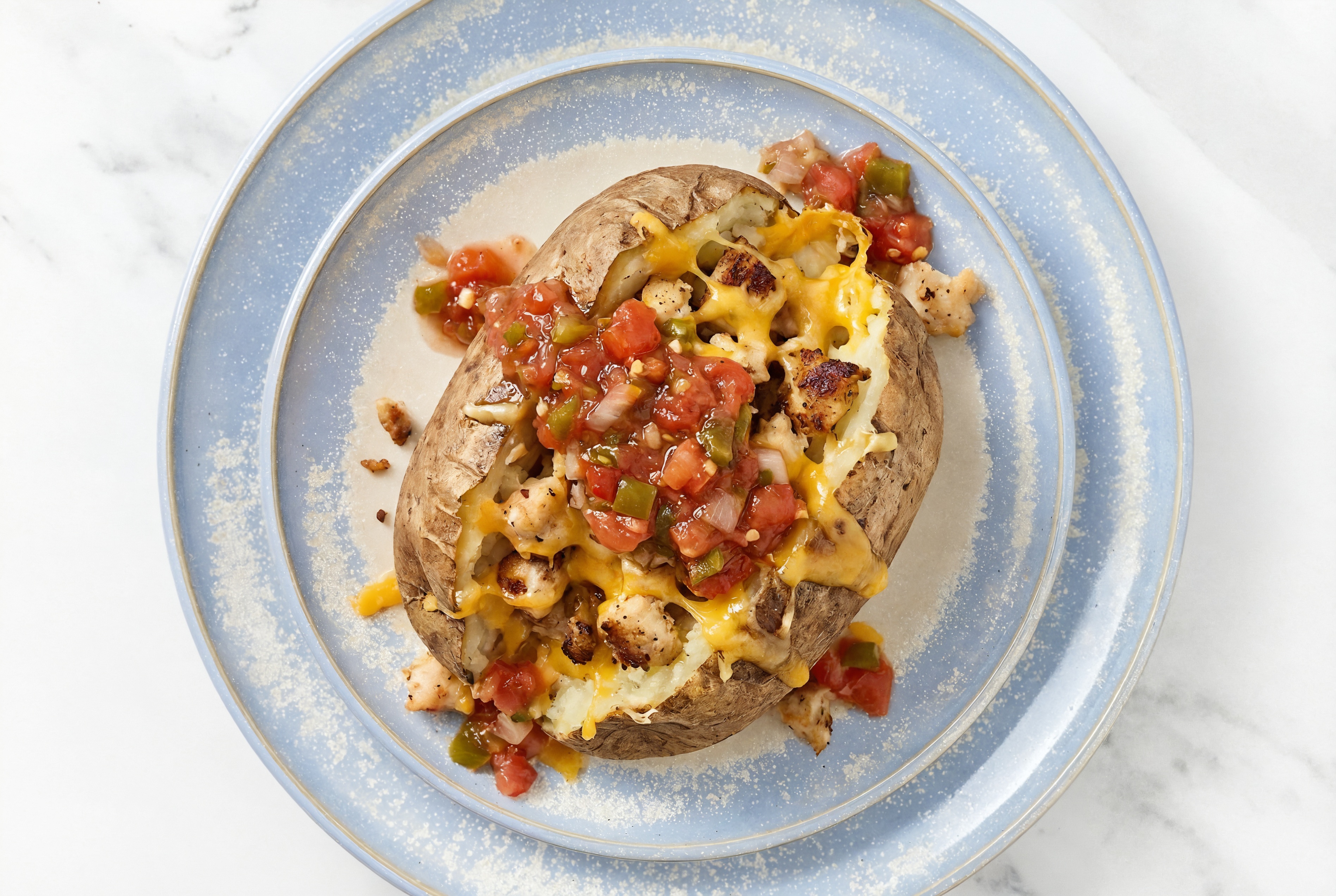 Cheesy Bacon + Chicken Stuffed Potatoes