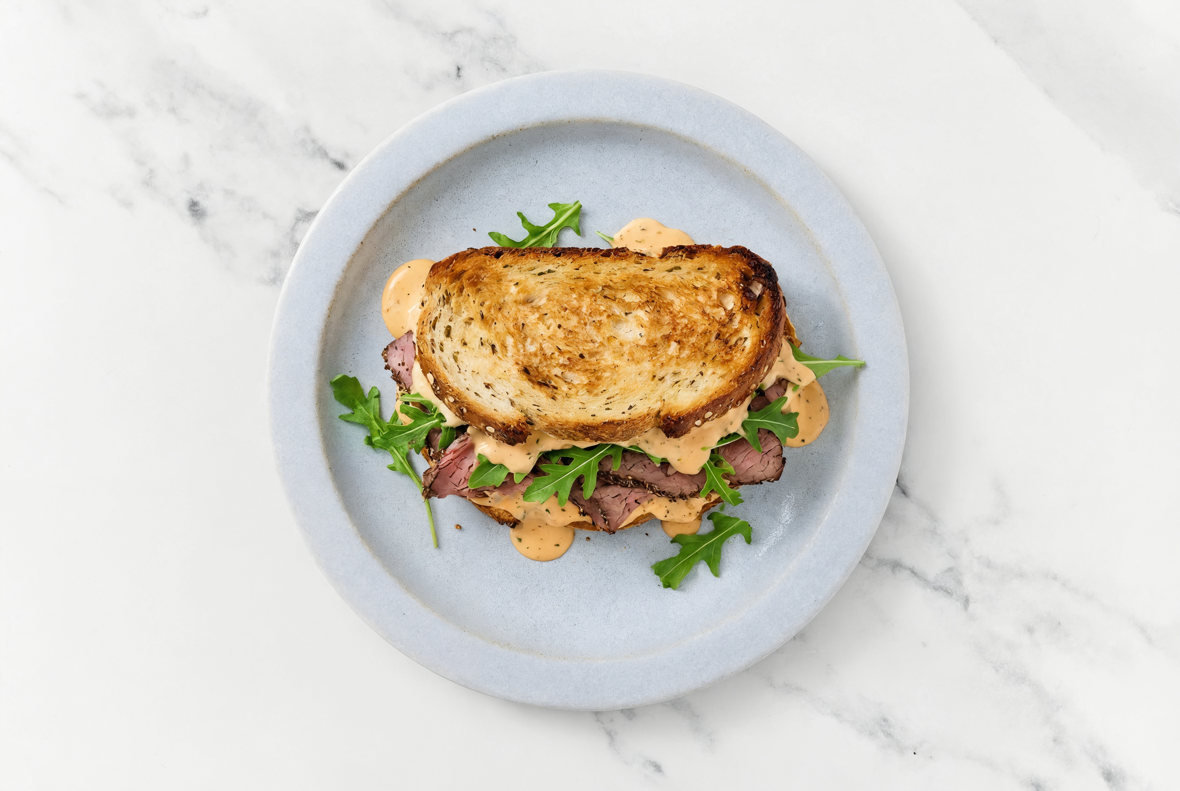  Roast Beef + Arugula Sandwich with Vegan Buffalo Ranch
