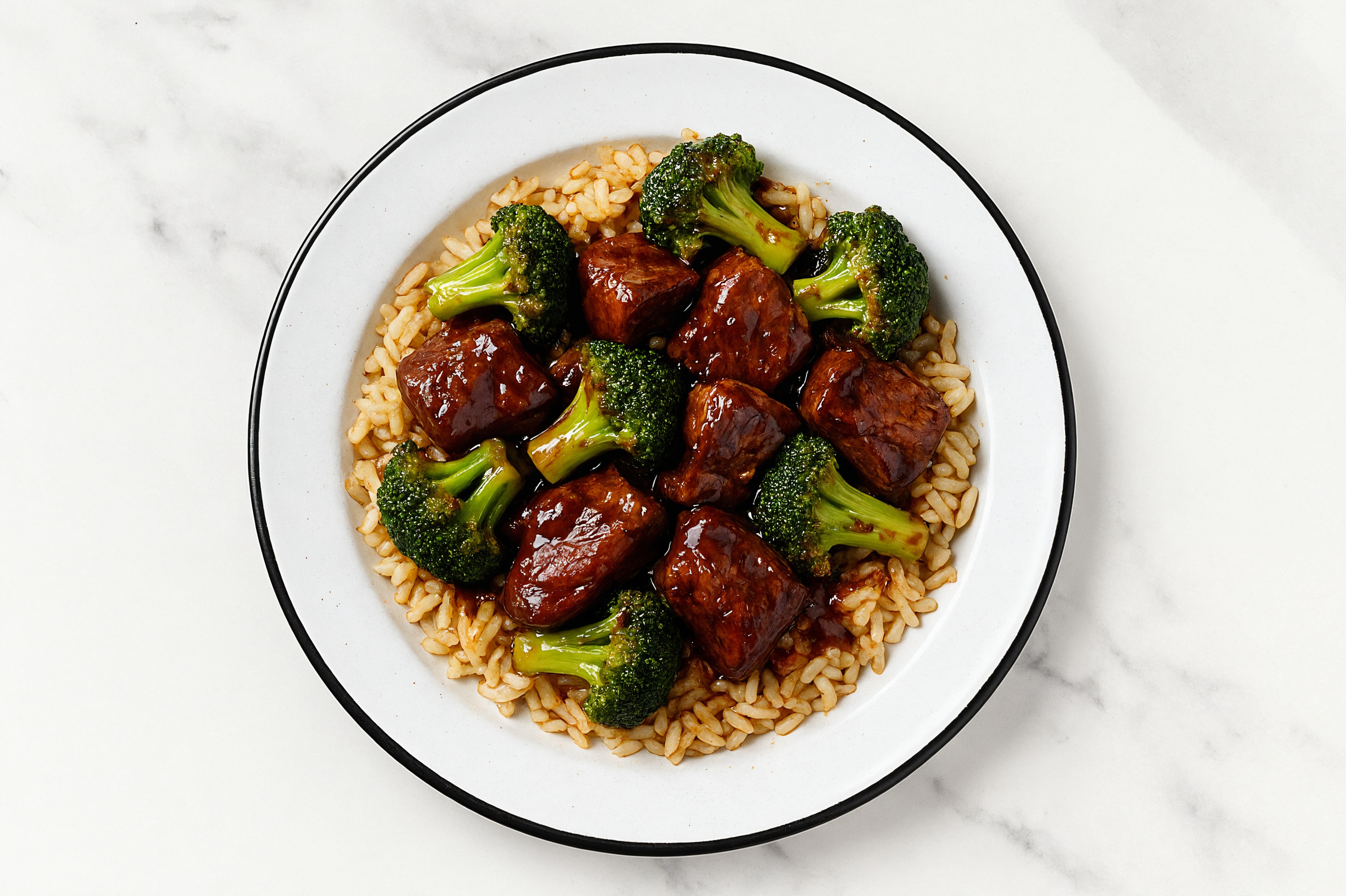 Sweet Teriyaki Seared Lamb + Rice Bowl with Broccoli