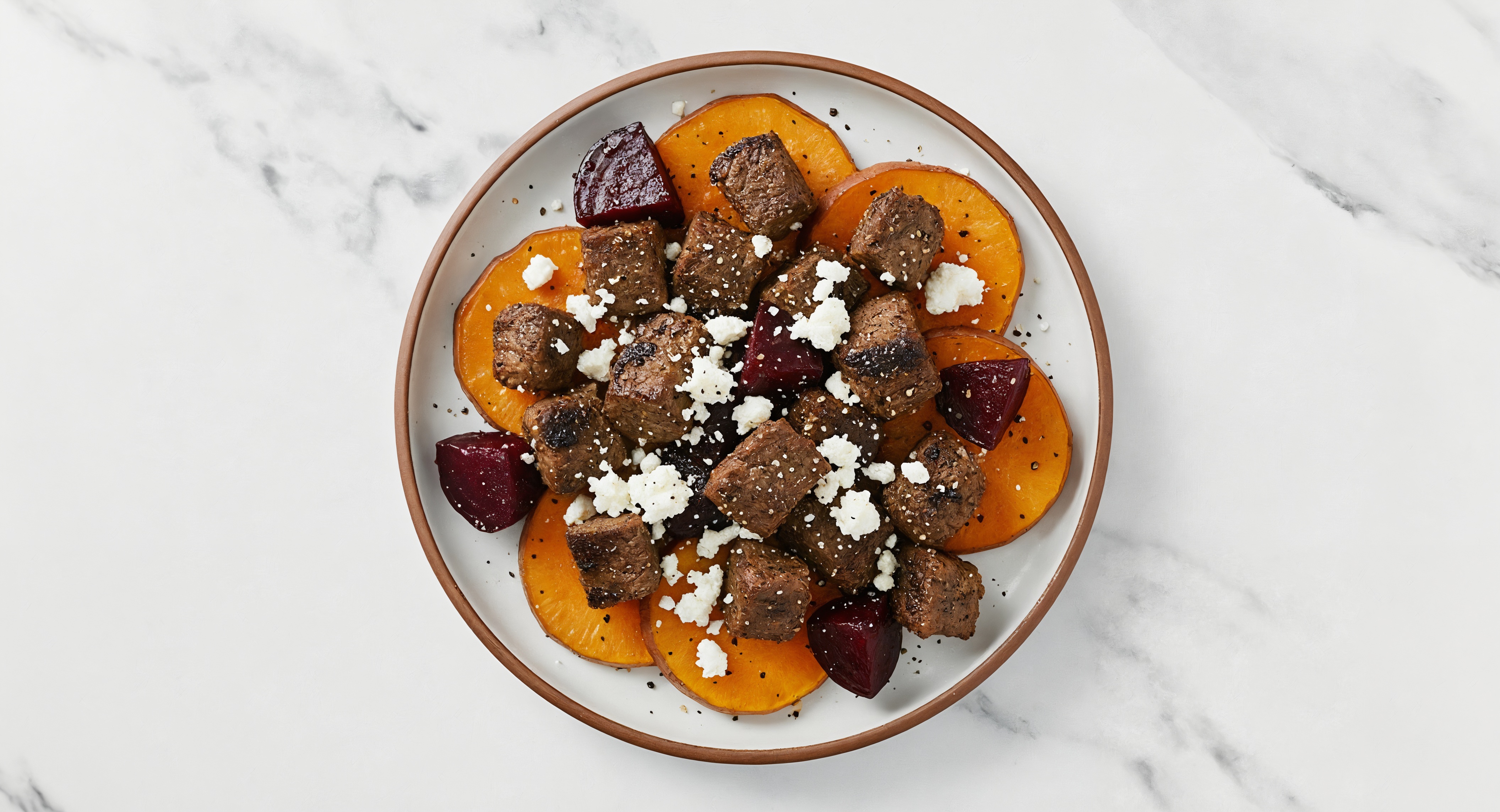 Bison + Beets over Sweet Potatoes