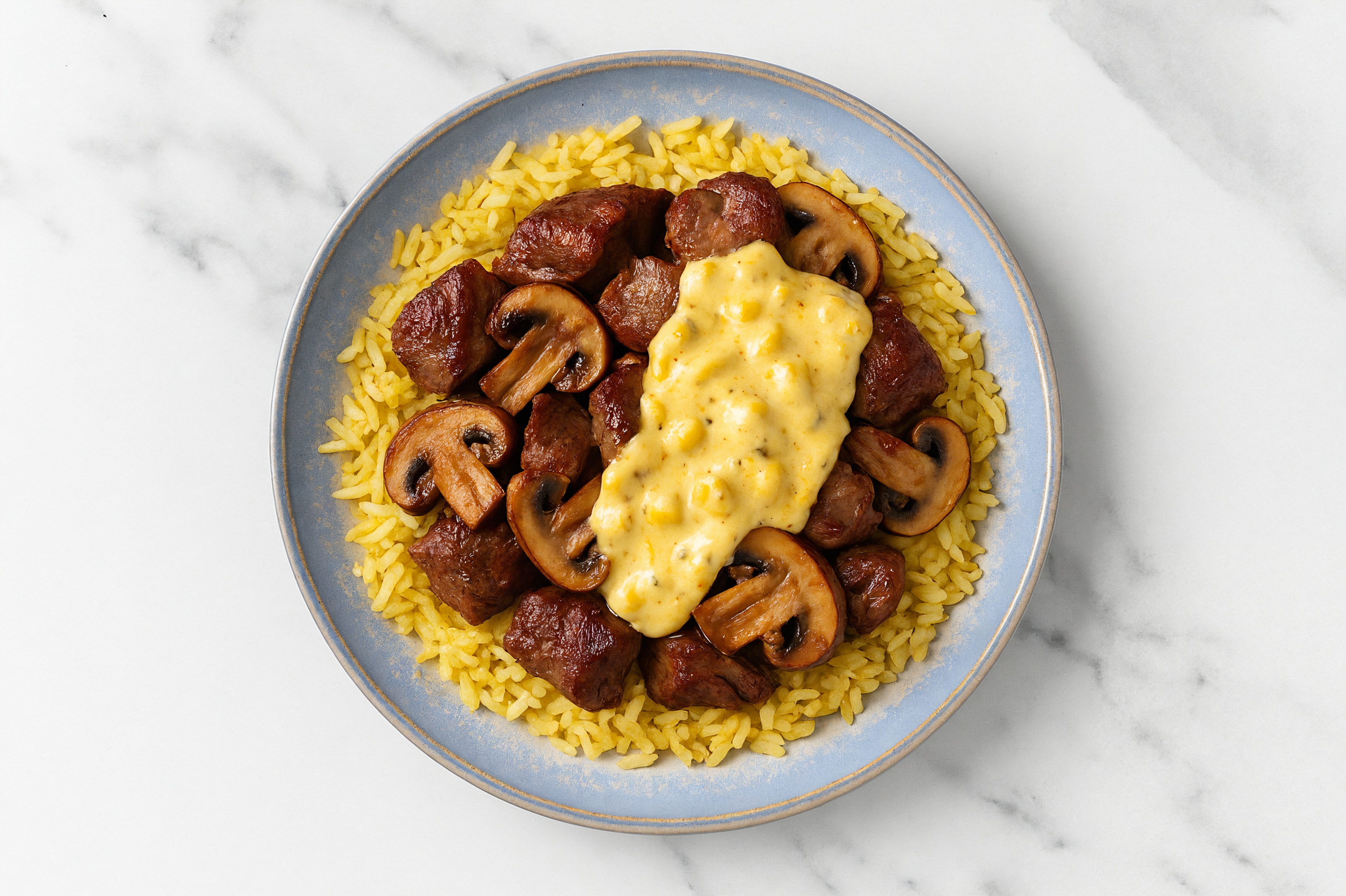Street Corn Seared Lamb + Jasmine Rice Bowl with Bella Mushrooms