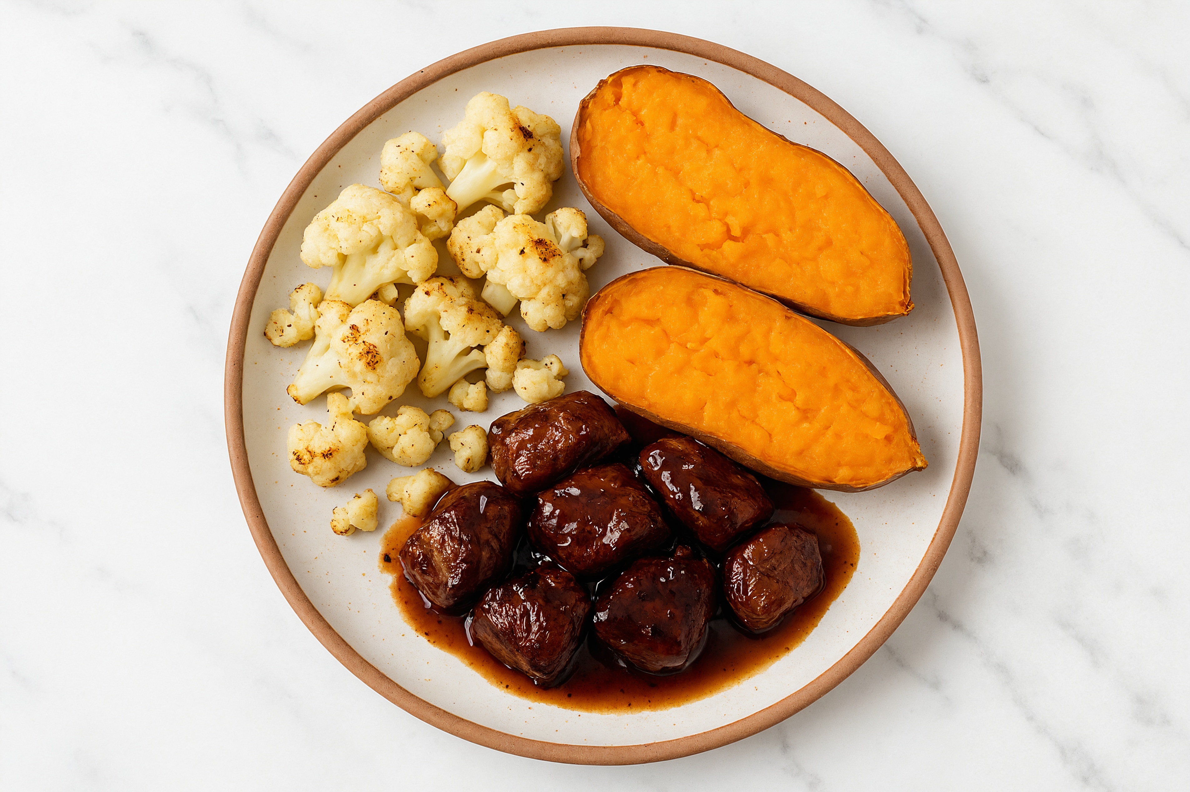 Teriyaki Seared Lamb with Sweet Potato & Cauliflower
