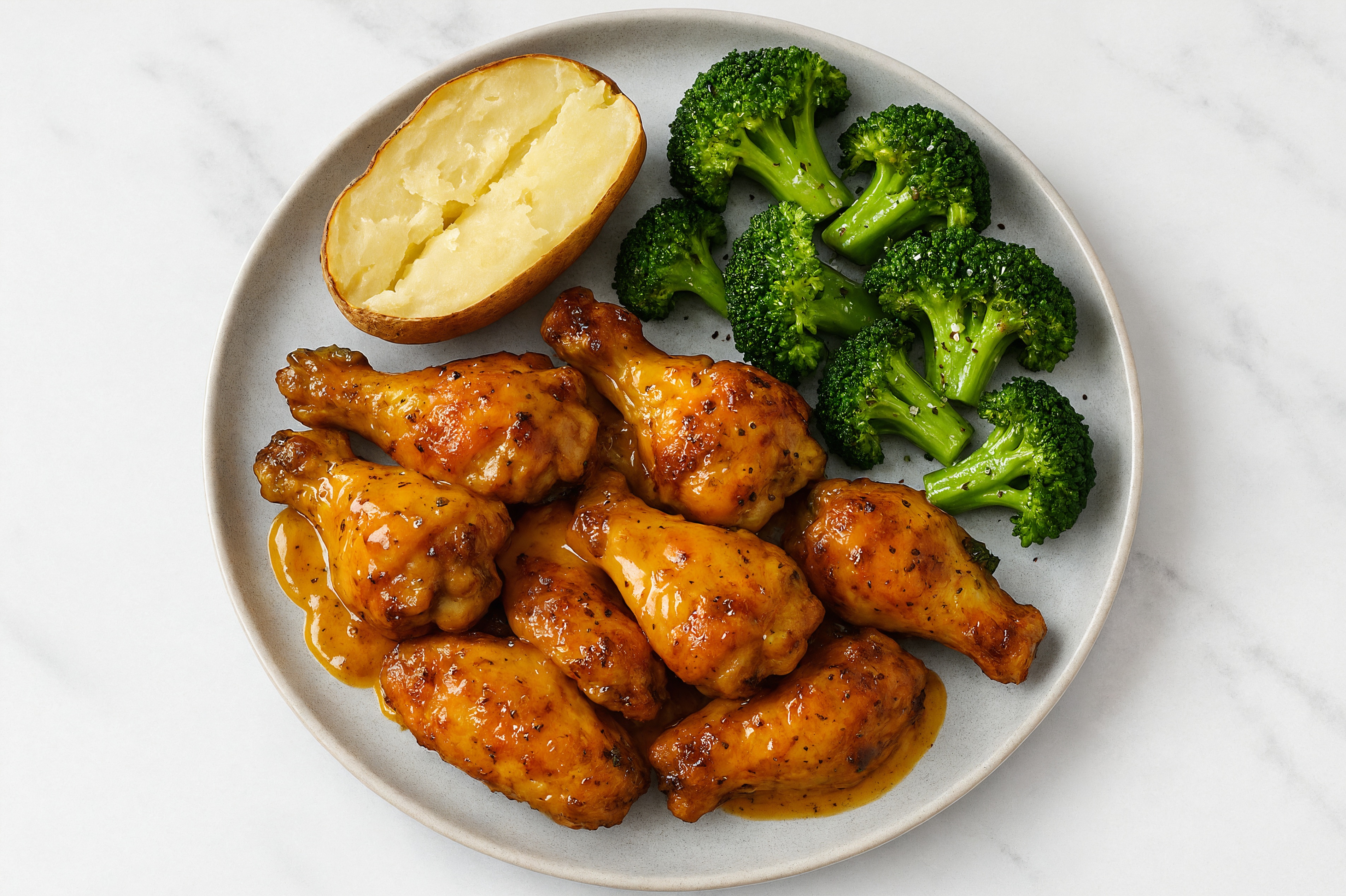 Honey Mustard Chicken Wings + Steamed Broccoli Florets