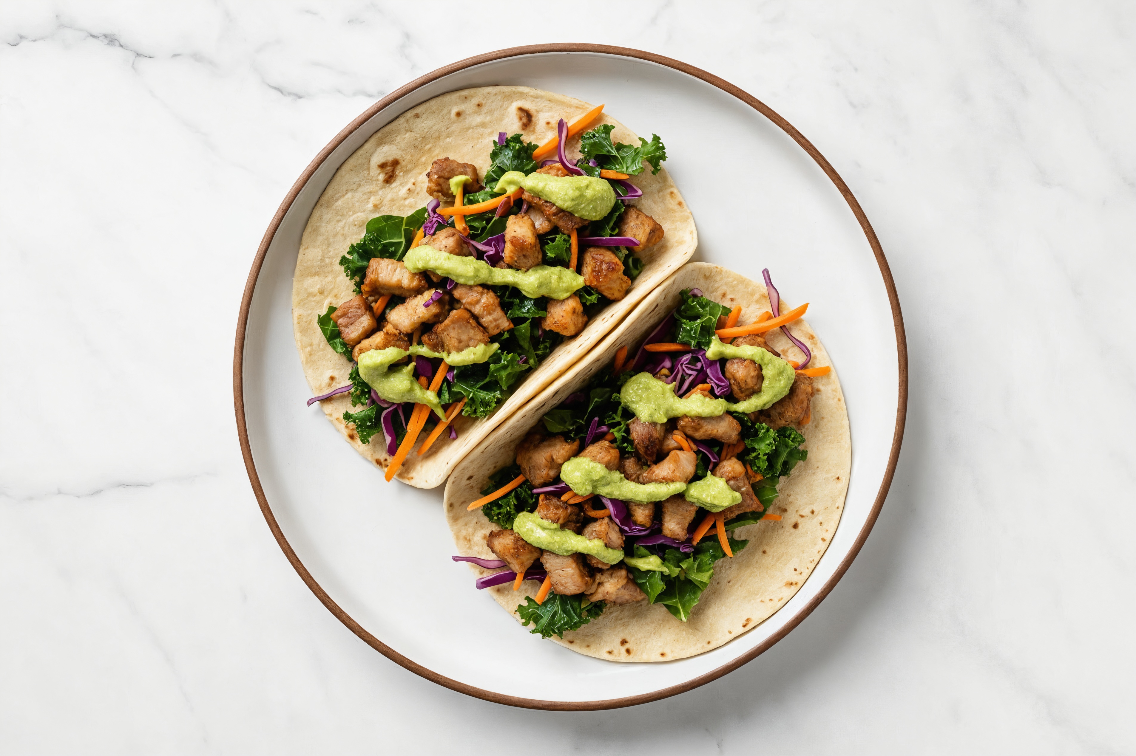 Carnitas Taco with Avocado and Rainbow Veggies
