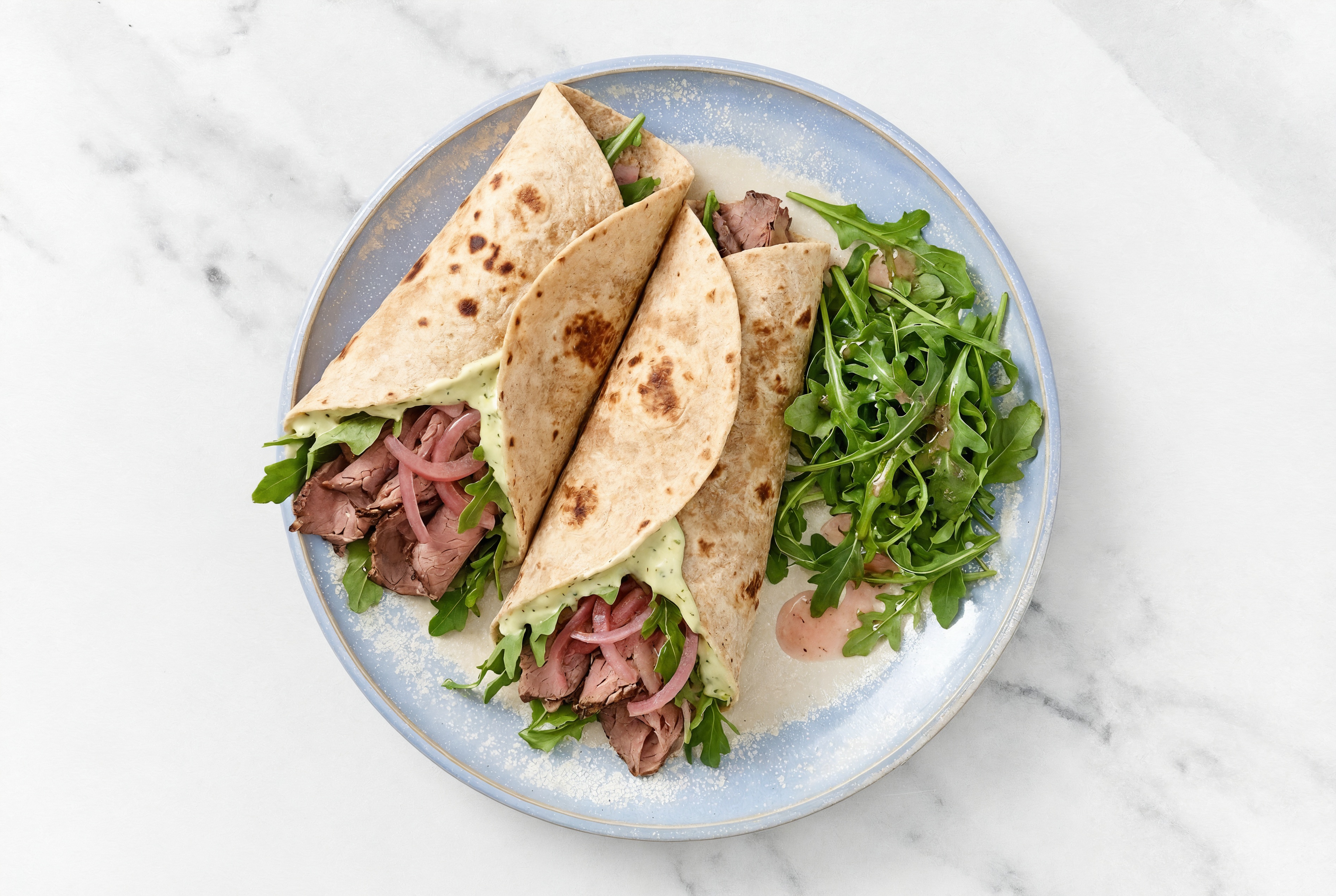 Herby Roast Beef Tzatziki Wraps + Side Salad