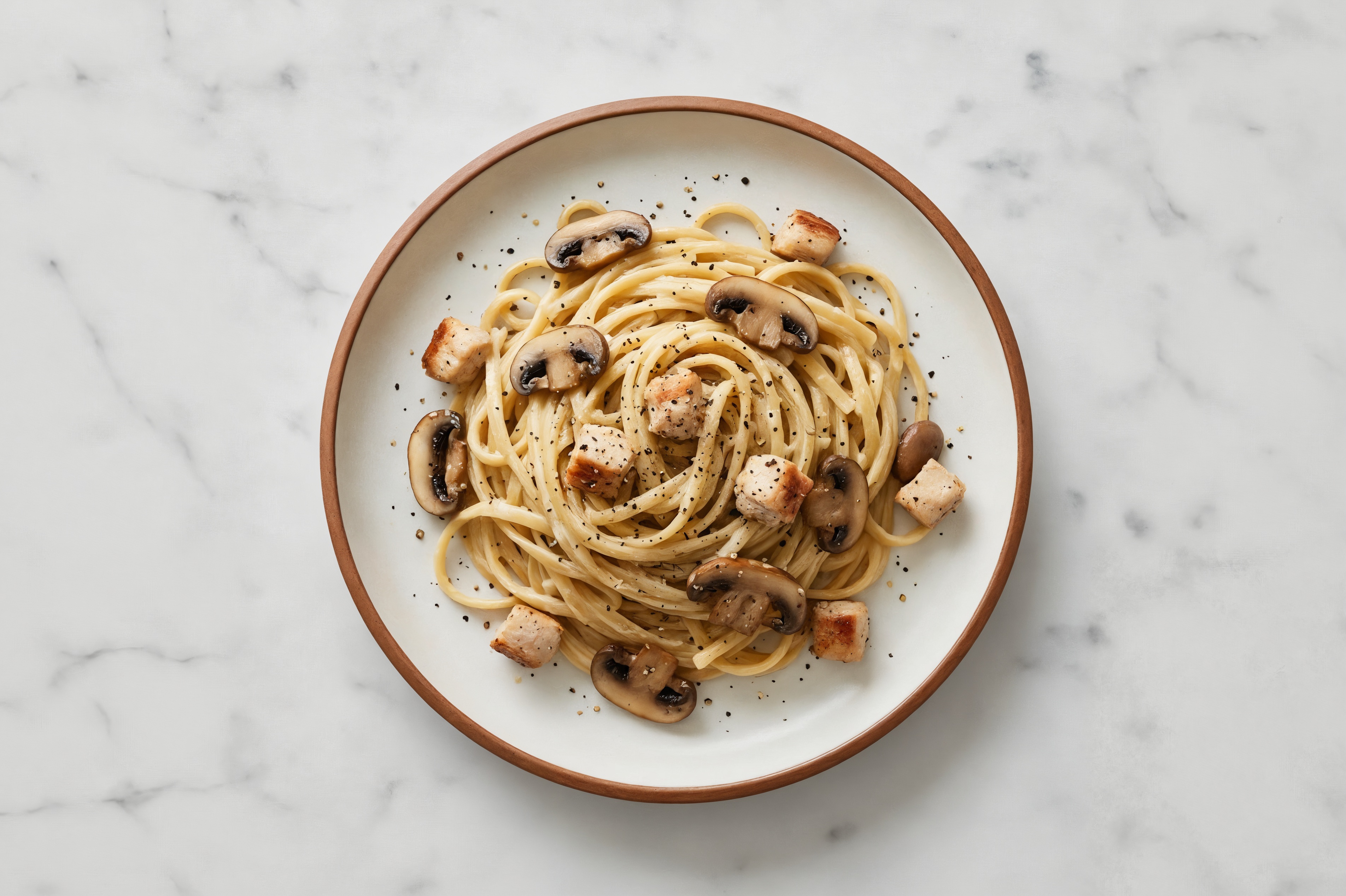Turkey + Mushroom Linguine Alfredo
