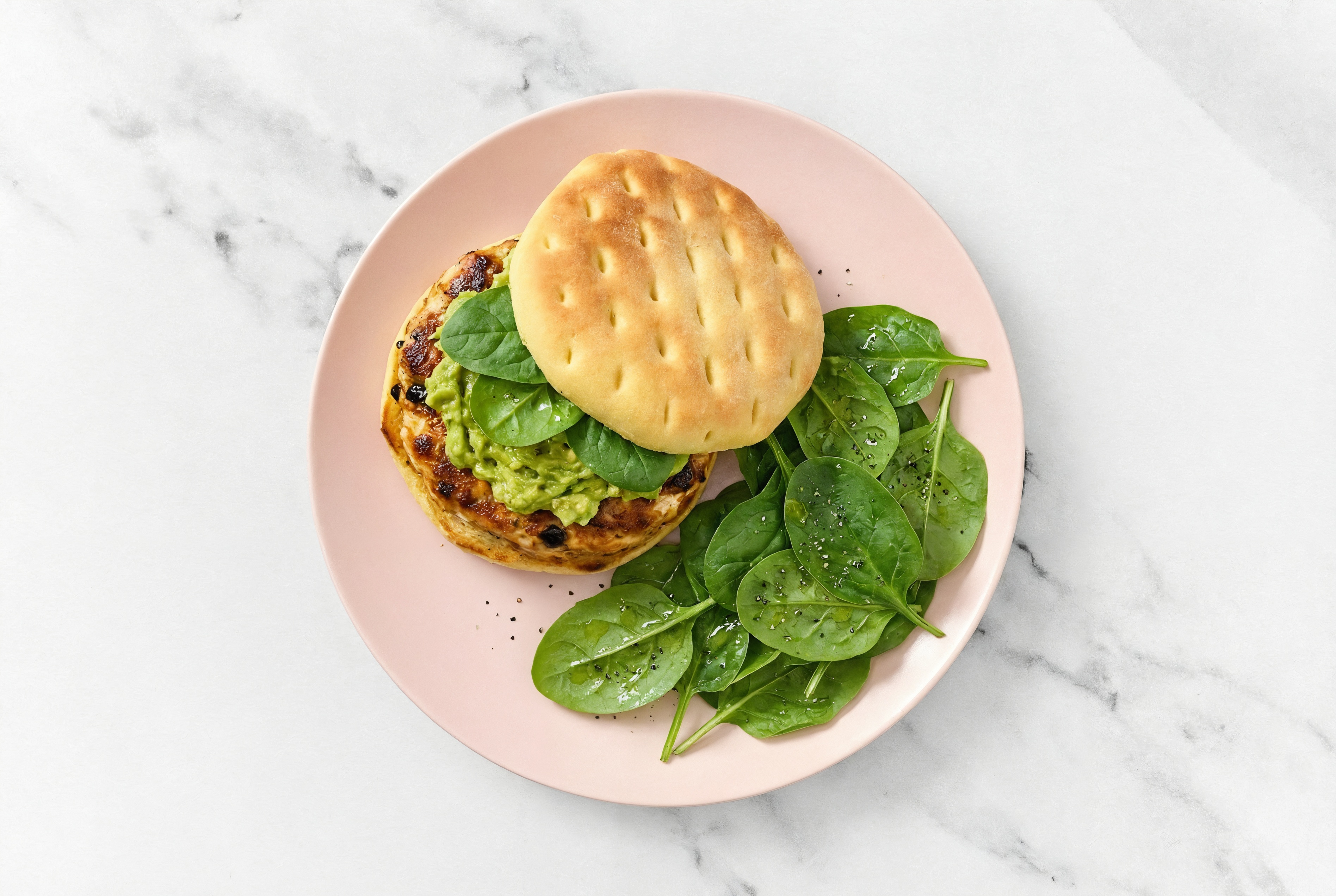 Garden Southwestern Chicken 'n Guac Burger with Baby Spinach