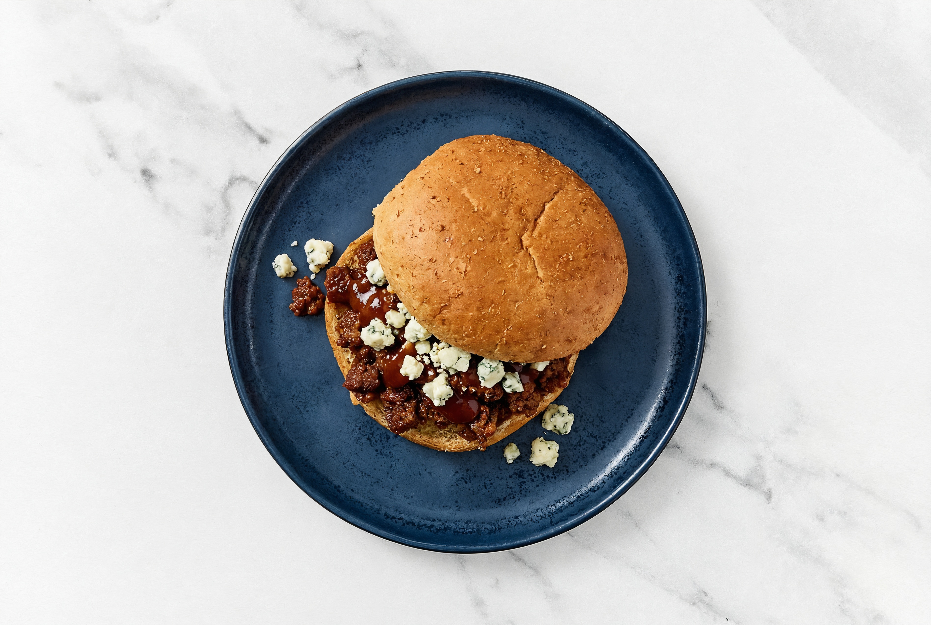 BBQ Mexican-Style Ground Beef Blue Cheese Sloppy Joes