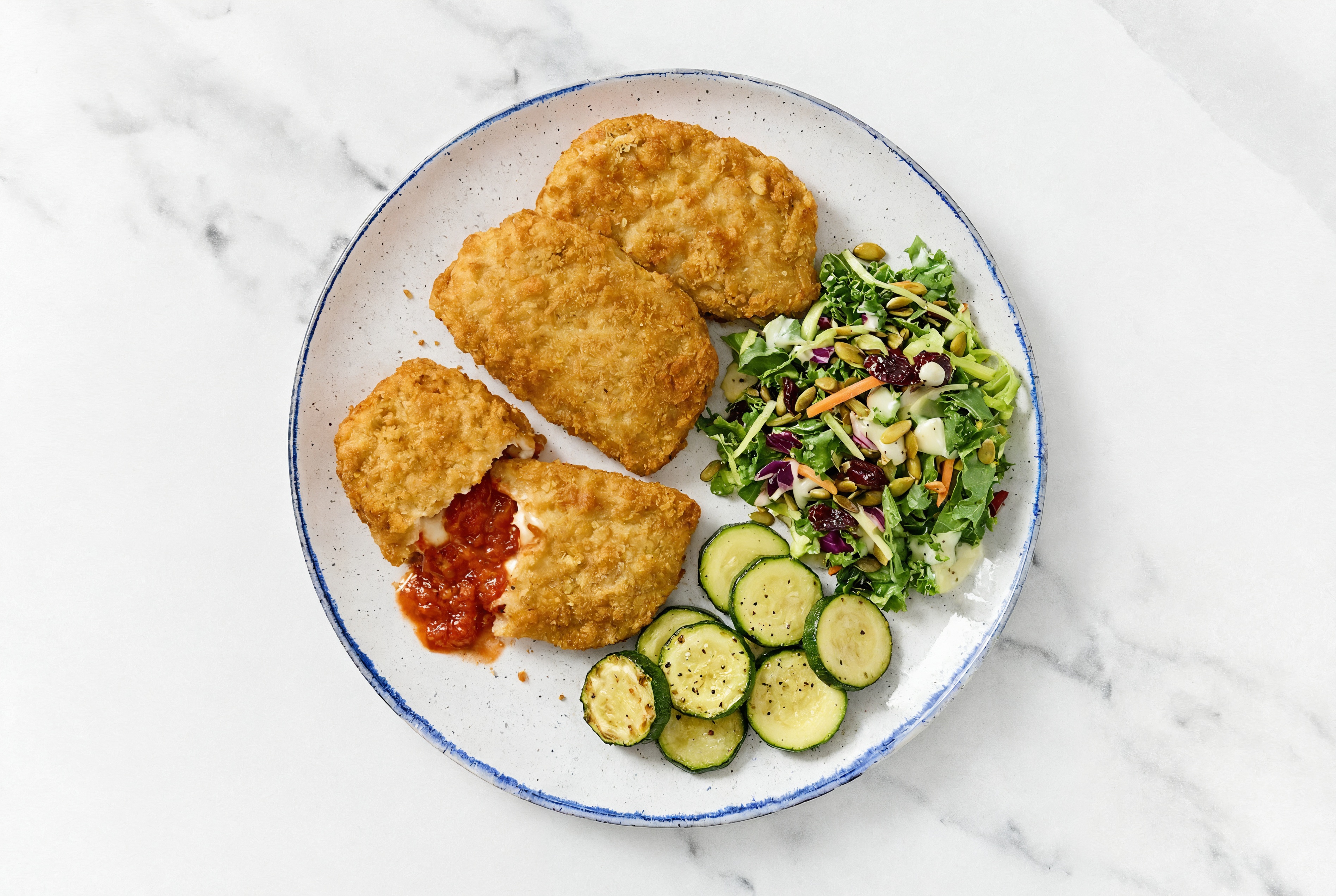 "Chicken" Parm with Zucchini & Kale Salad