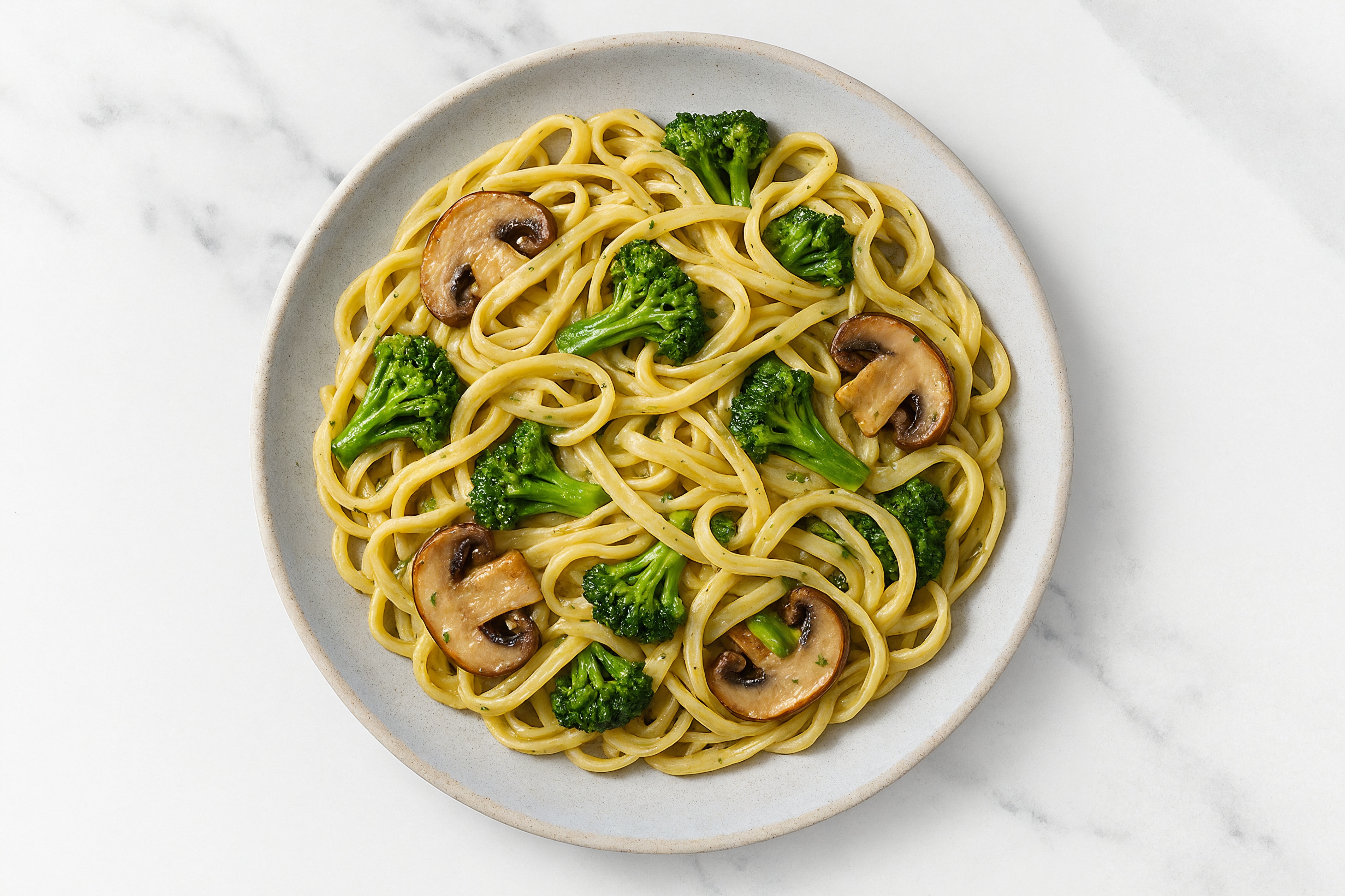 Veggie Packed Linguine Herb Cream