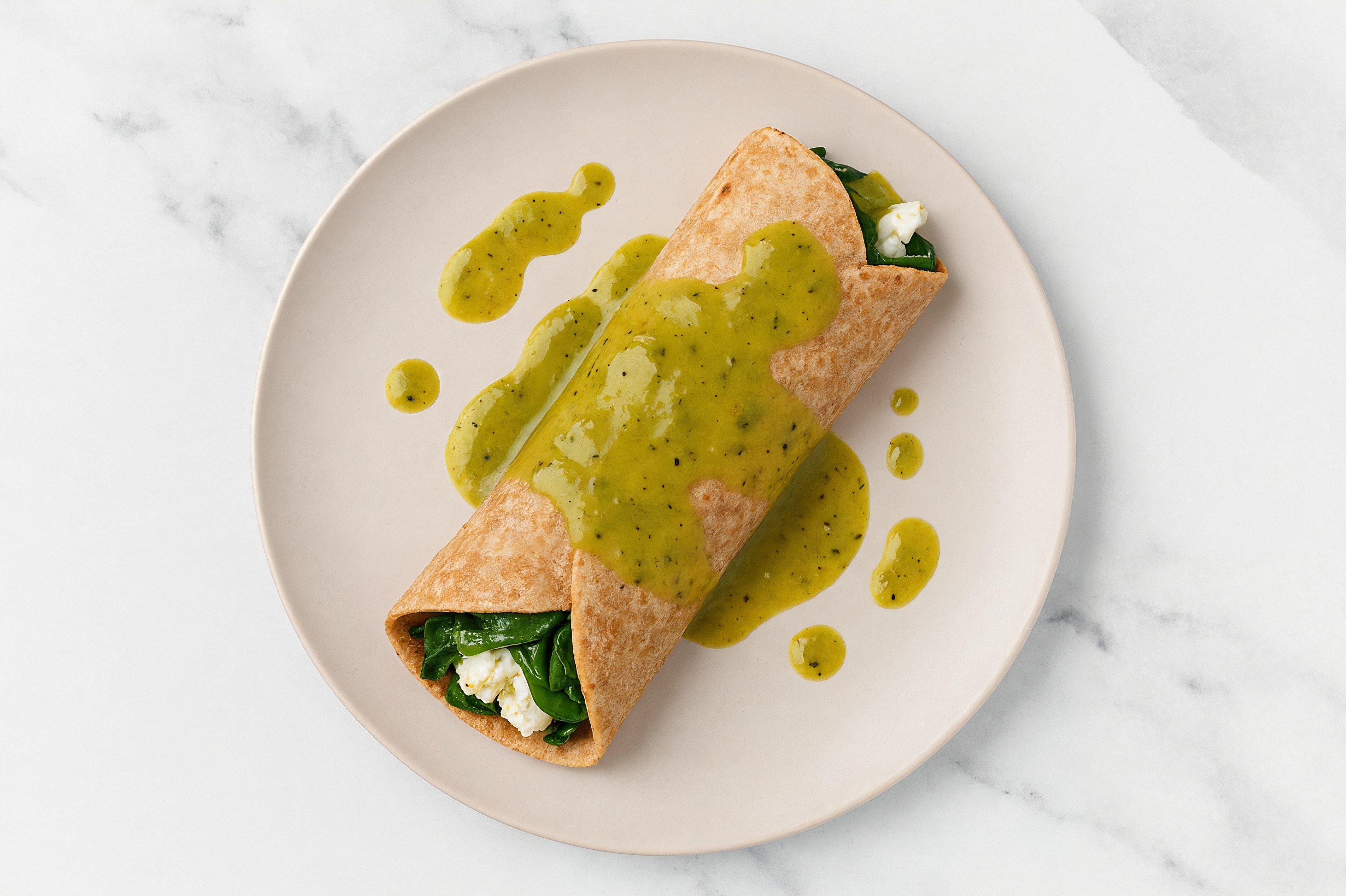 Spicy Egg White + Spinach Breakfast Wrap