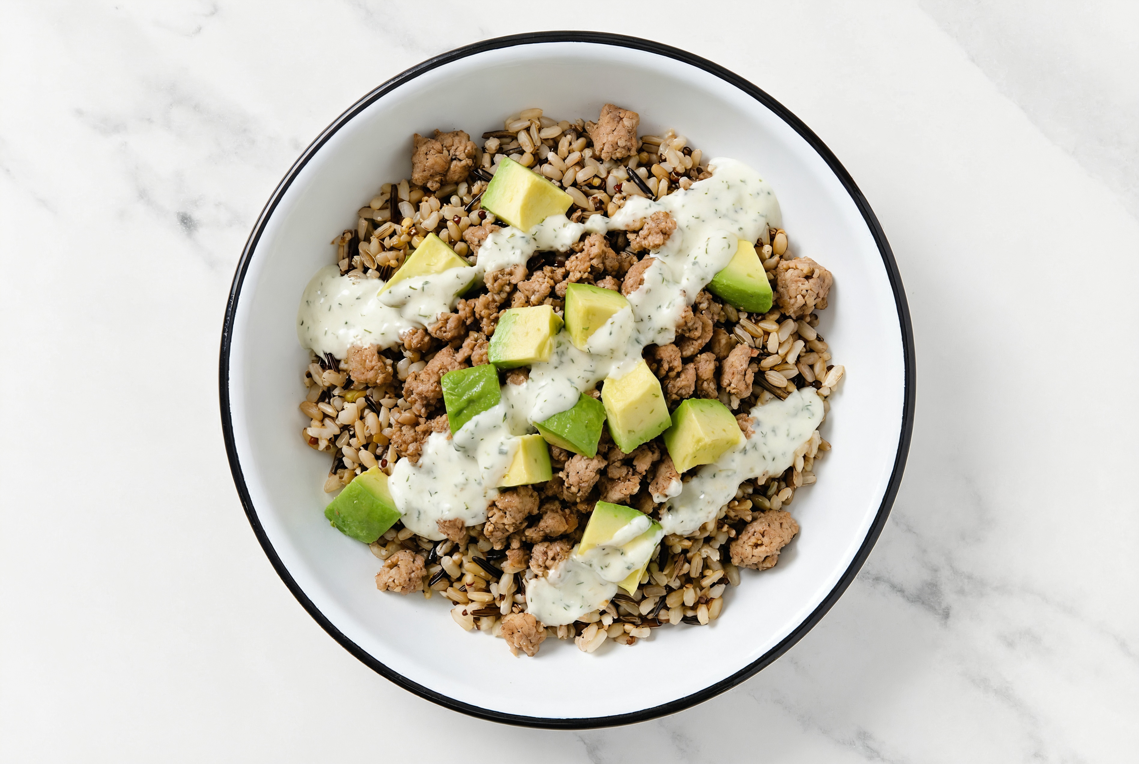 Ground Turkey & Avocado Grain Bowl with Dairy-Free Tzatziki
