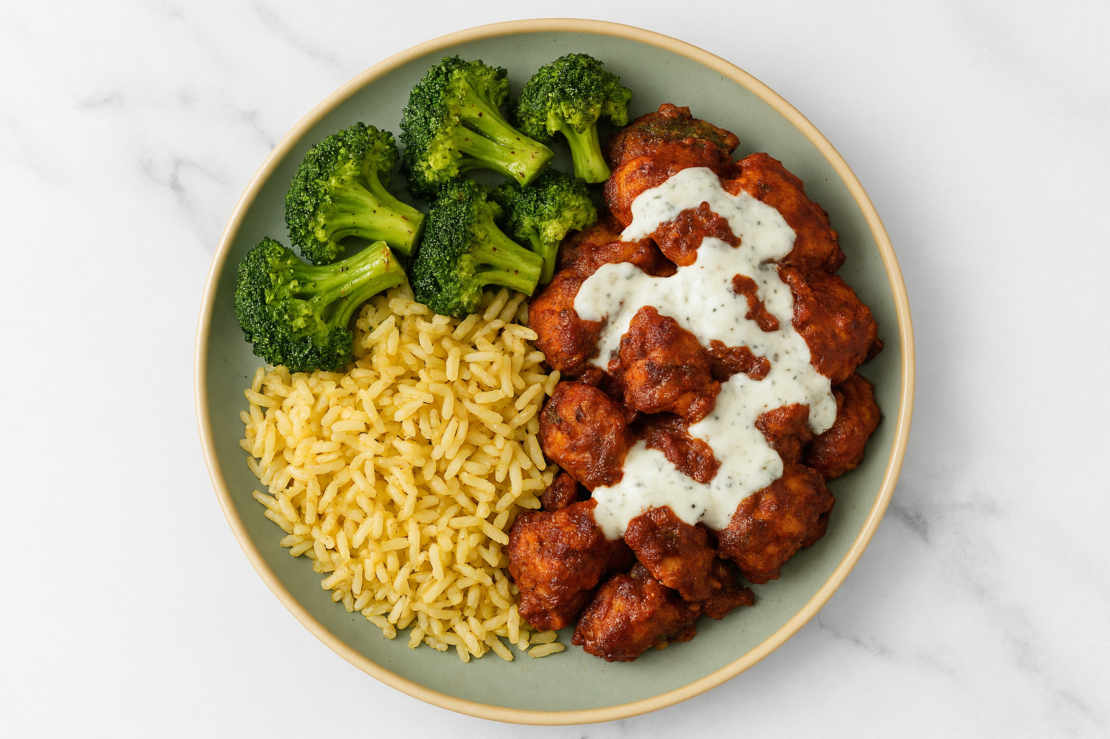 Creamy Garlic Tandoori Chicken Rice Bowl