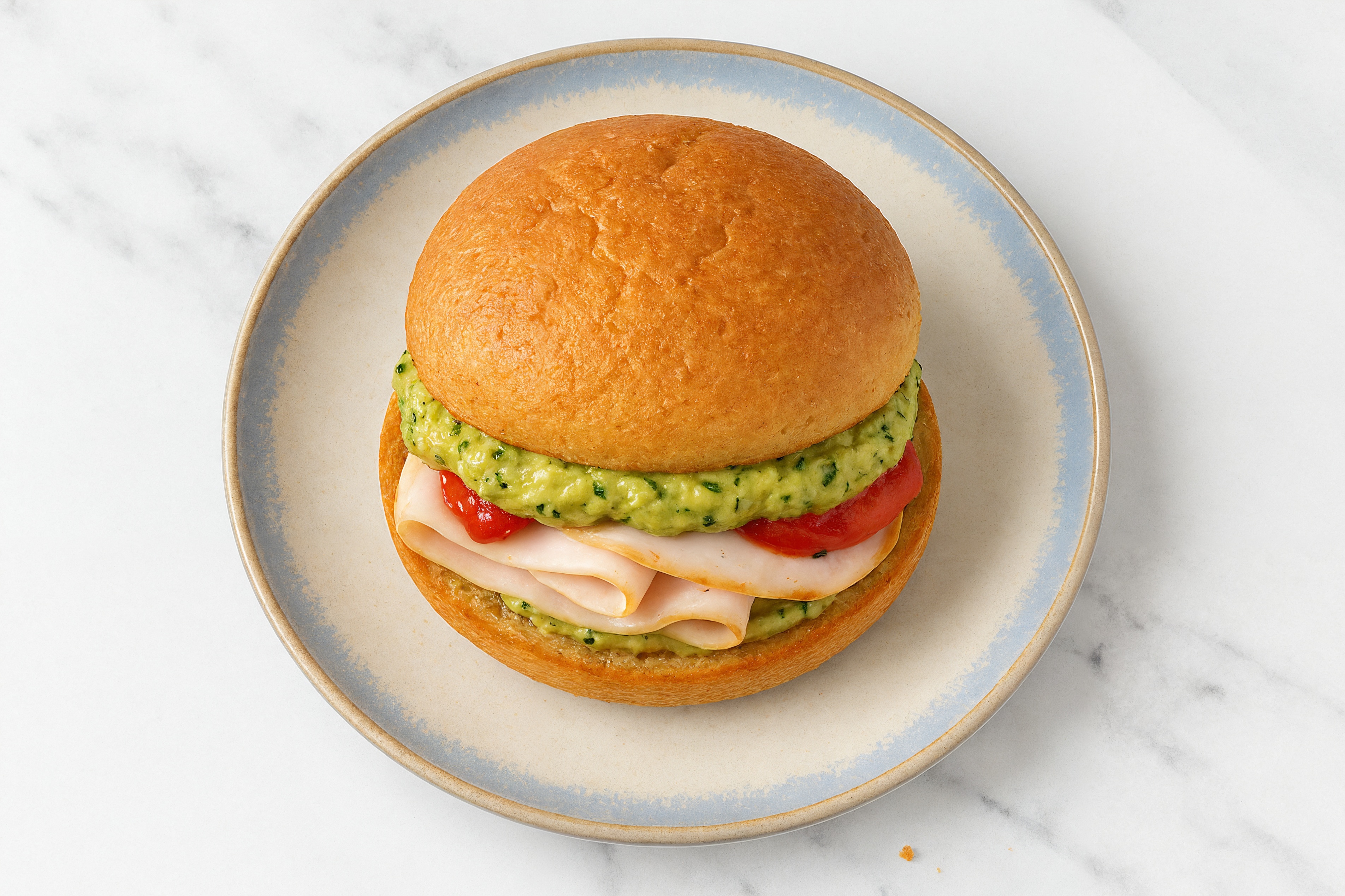Creamy Artichoke Roasted Turkey Sandwich with Roasted Peppers on Gluten-Free Buns