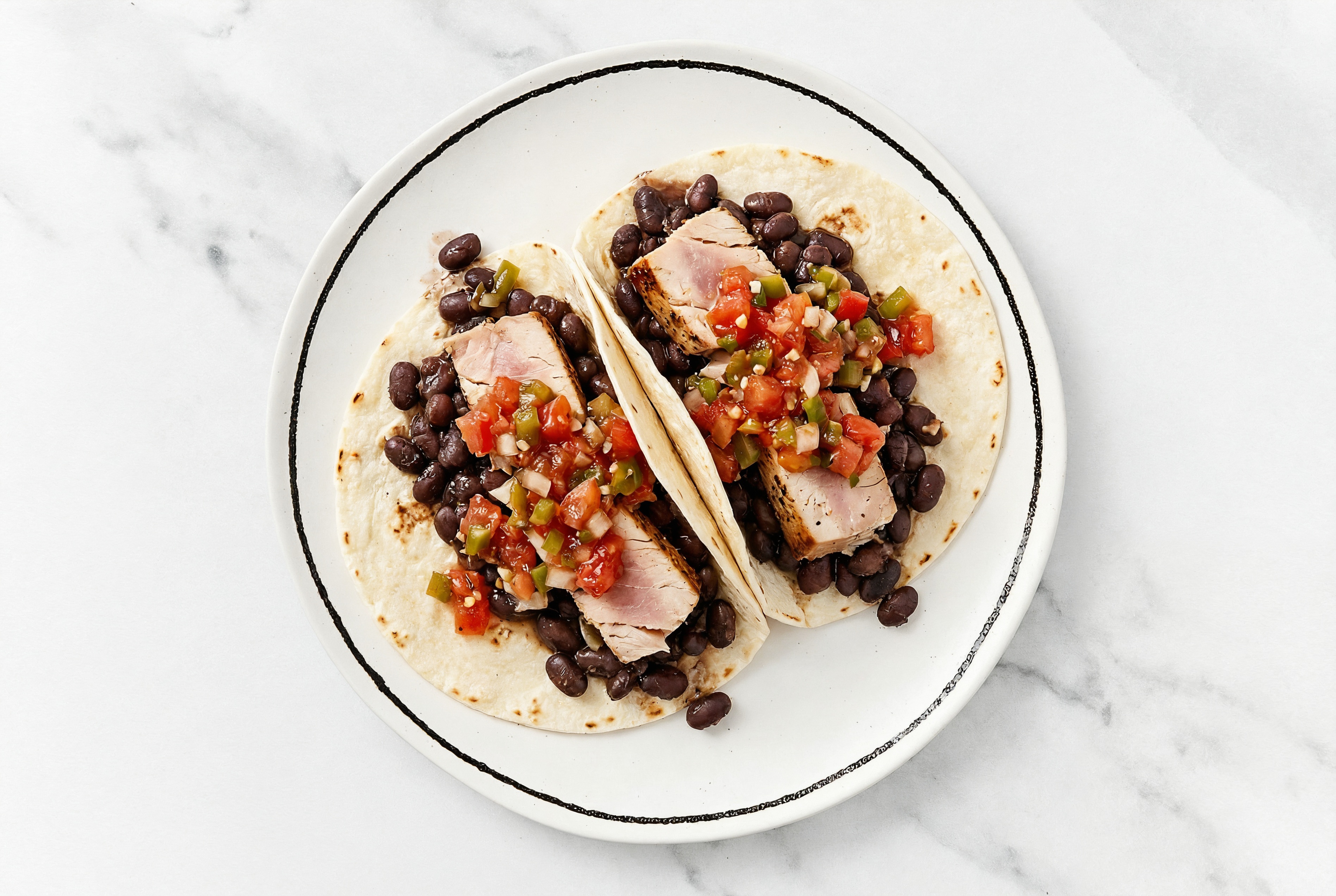  Cuban Spiced Black Beans Bean Tacos with Seared Tuna & Pico De Gallo