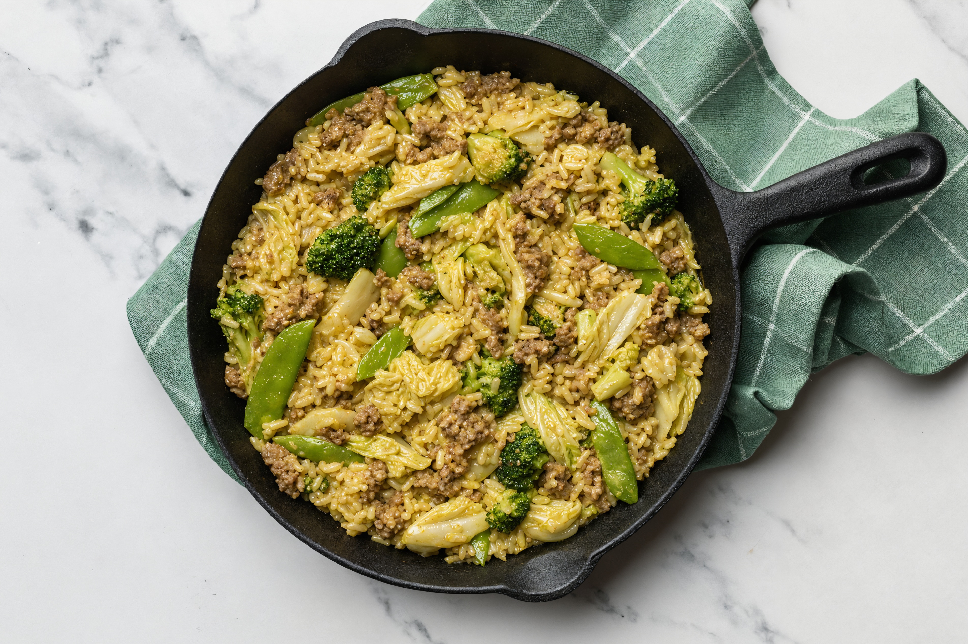 Curry Bok Choy + Ground 93/7 Lean Beef Stir-Fry