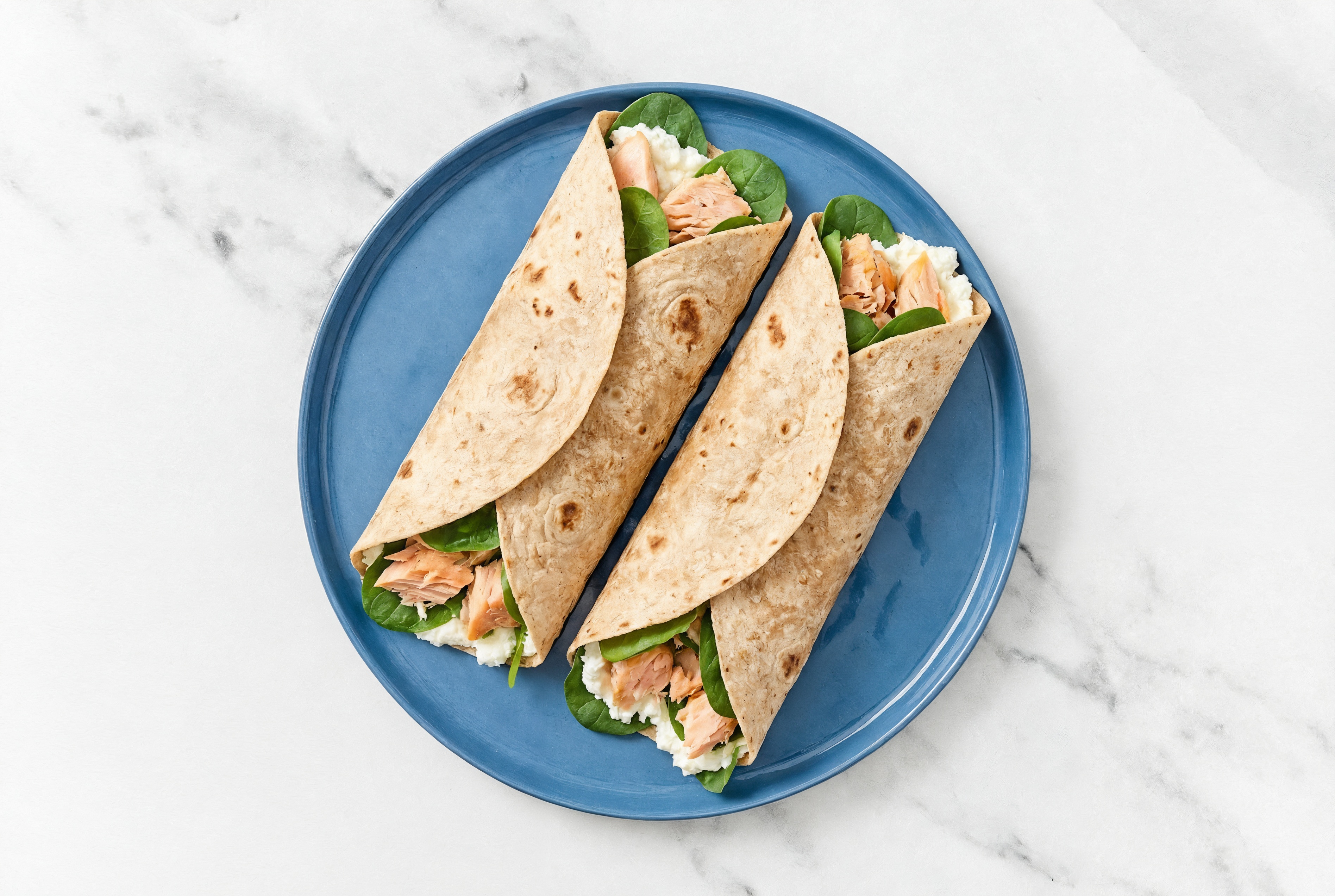 Grilled Salmon + Ricotta Wrap with Baby Spinach