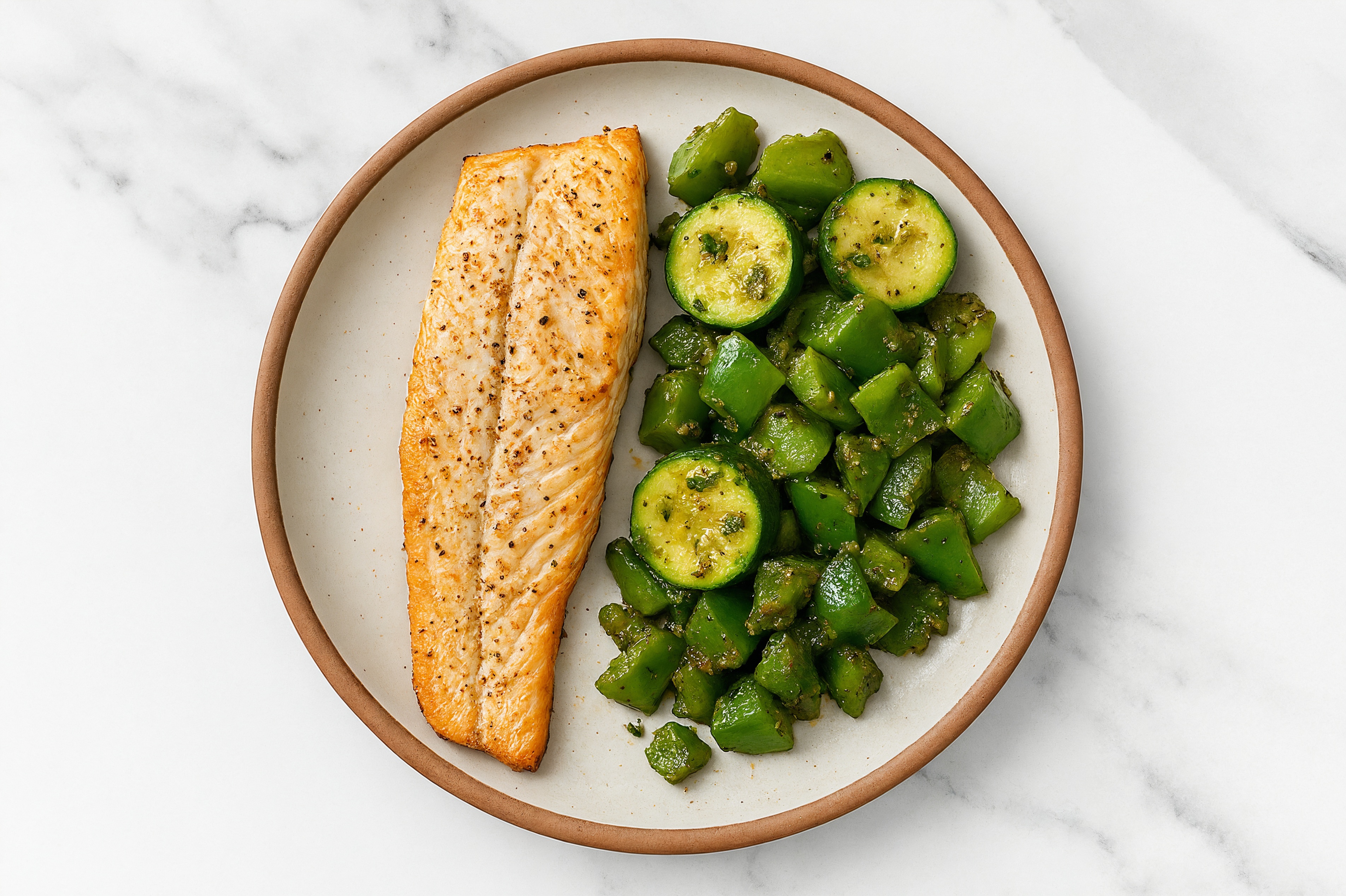 Taco Trout with Chimichurri Summer Veggies with Zucchini