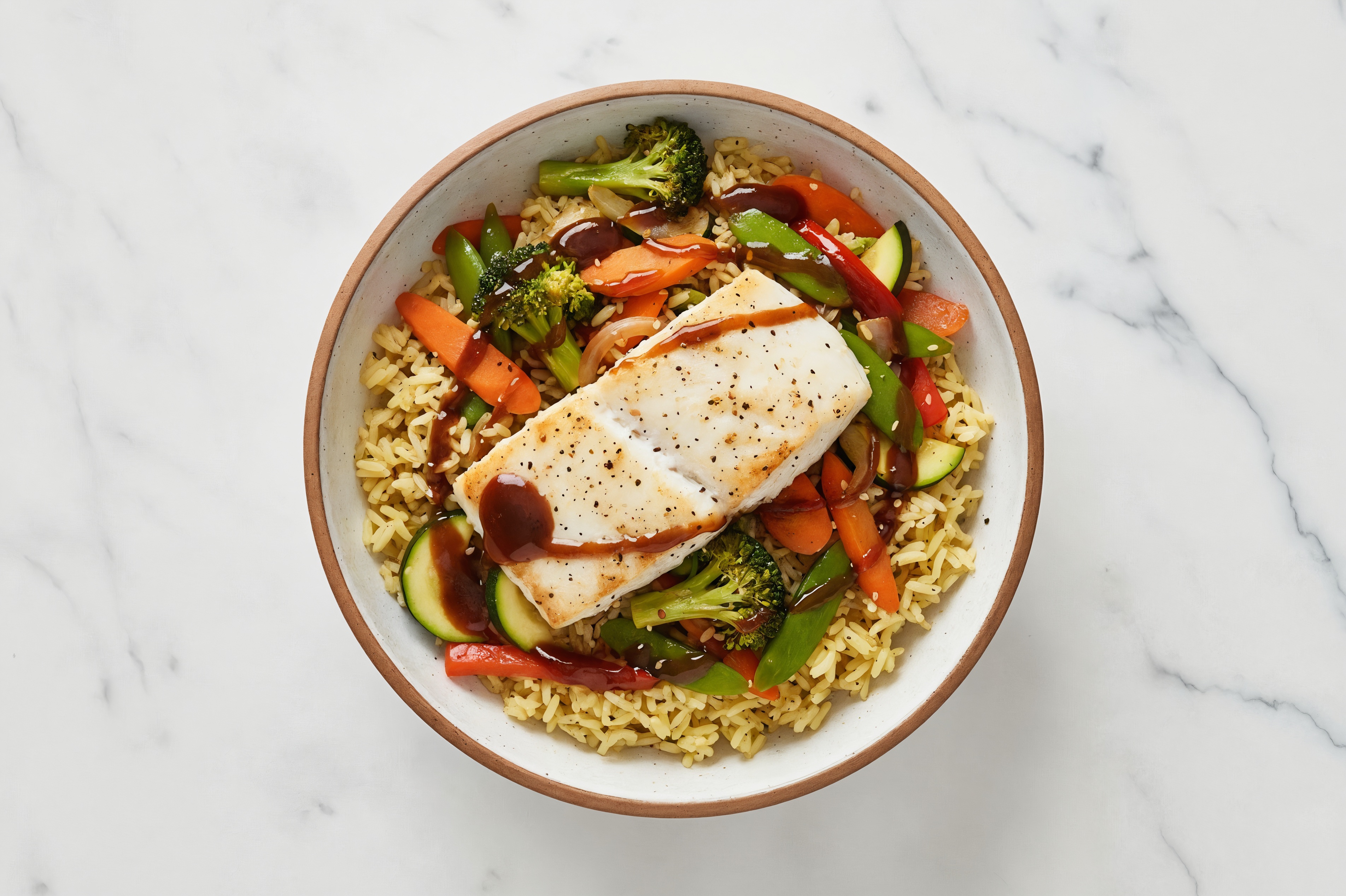 Japanese BBQ Halibut Rice Bowl