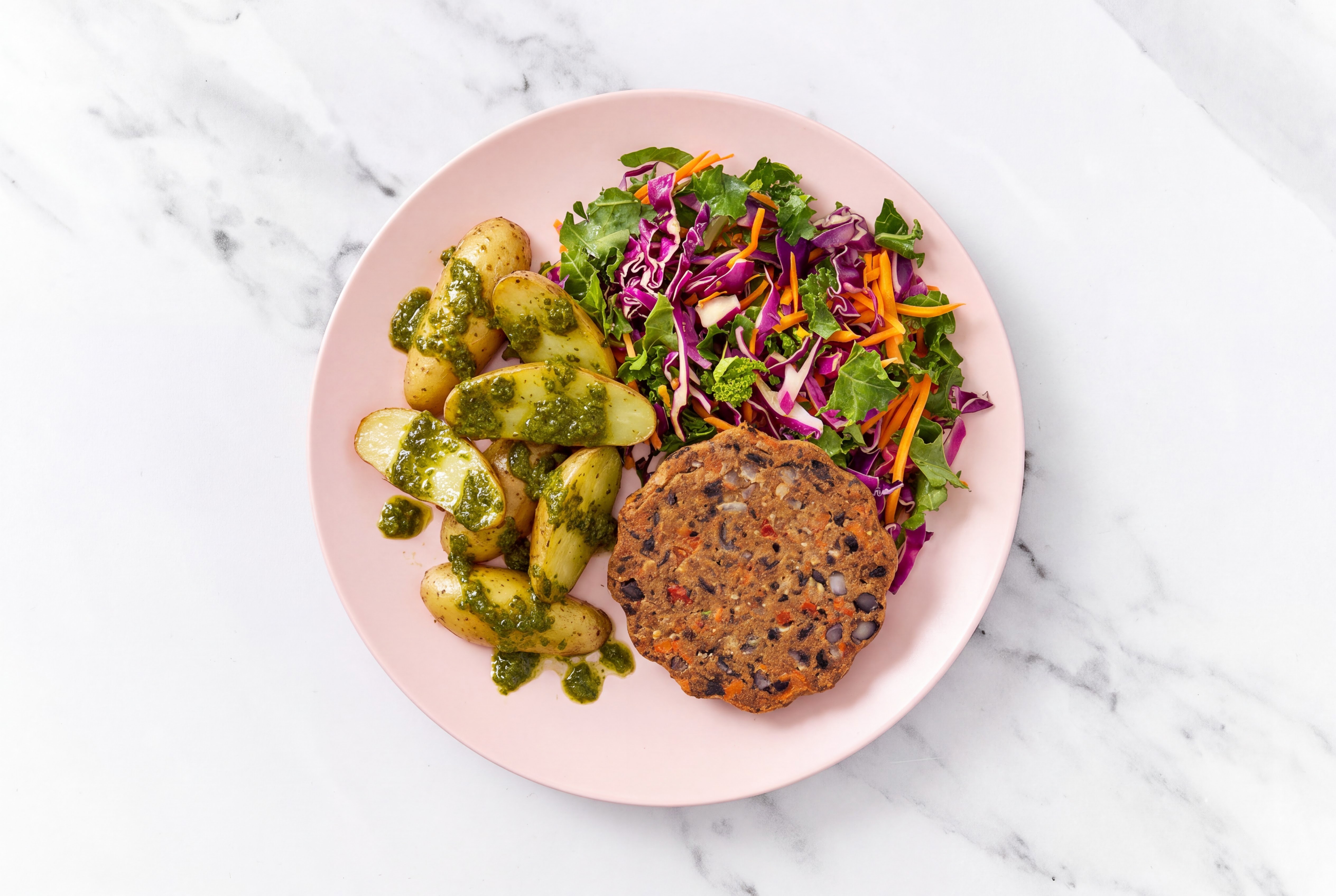 Black Bean Burger + Zhoug Potatoes
