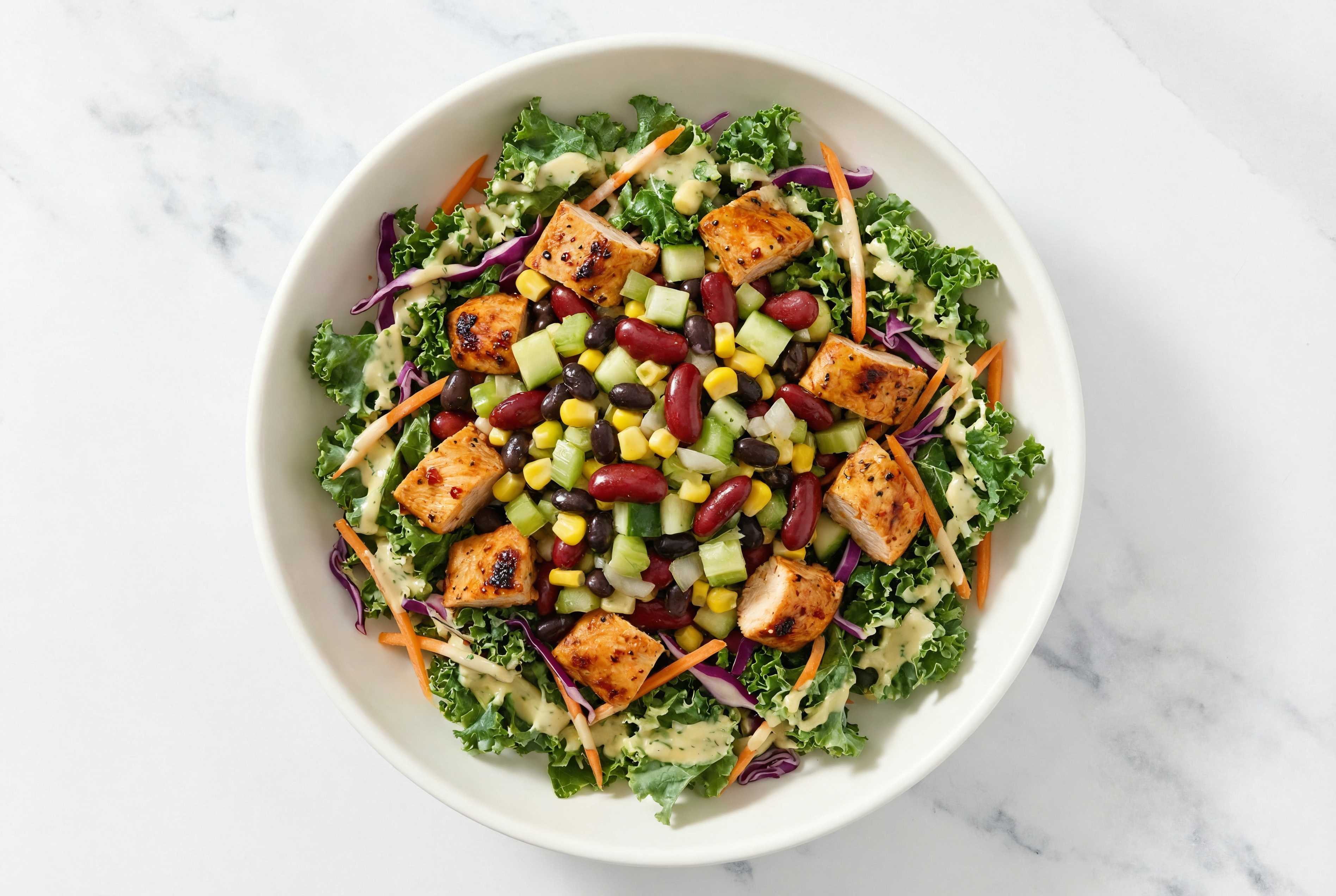 Tahini Kale Salad with Chicken Breast & Black Beans