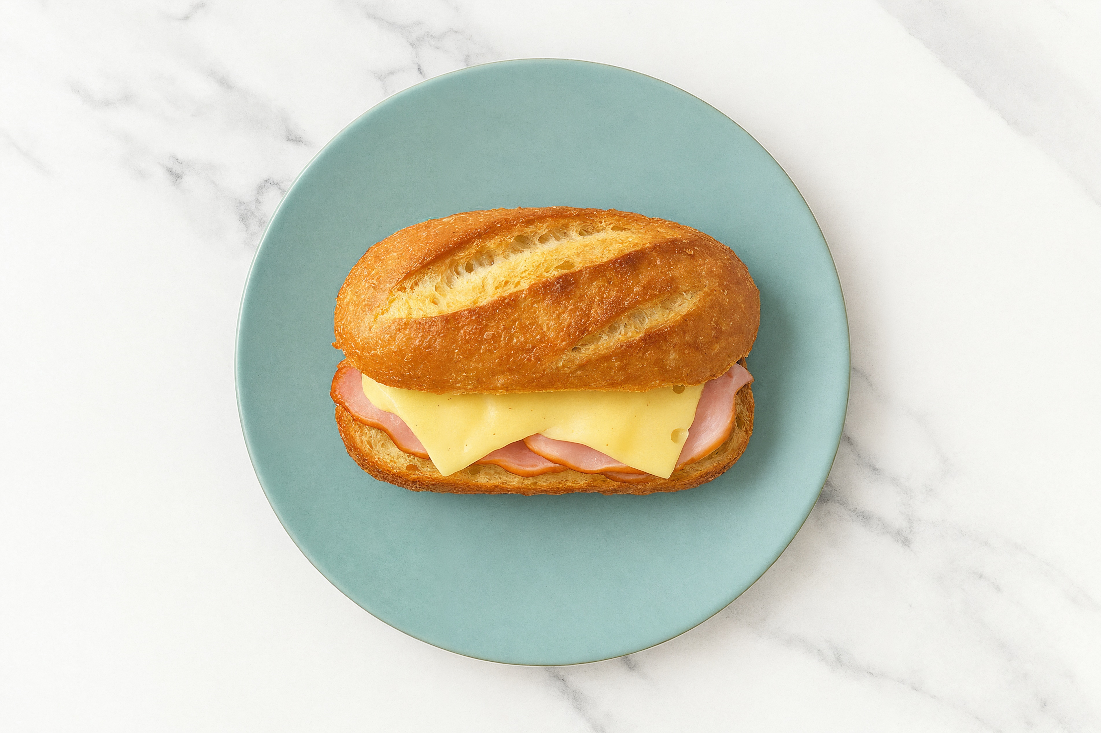 Ham and Swiss on a Baguette with Honey Mustard Garlic Sauce