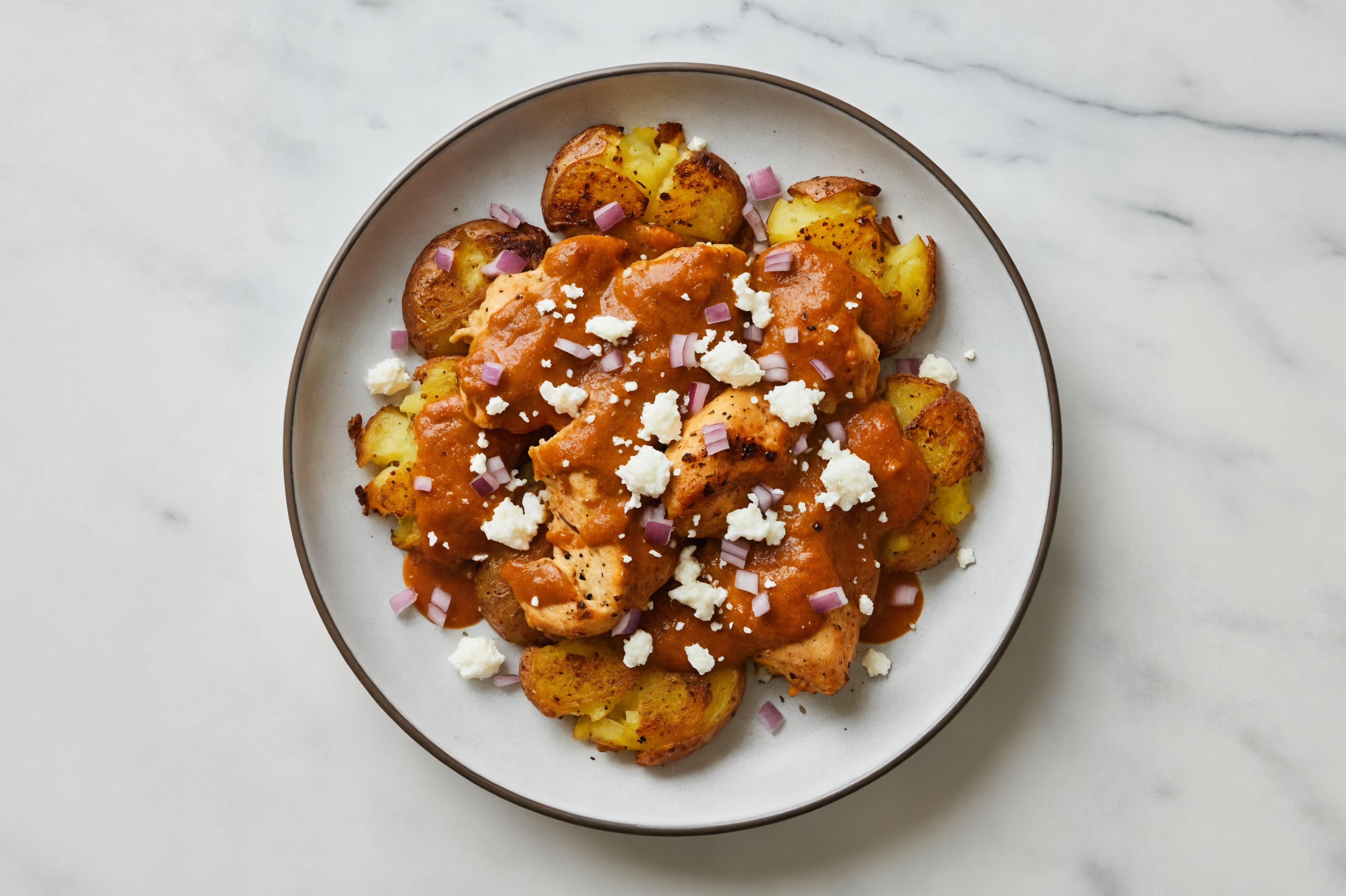 Chicken Tikka Masala over Smashed Potatoes