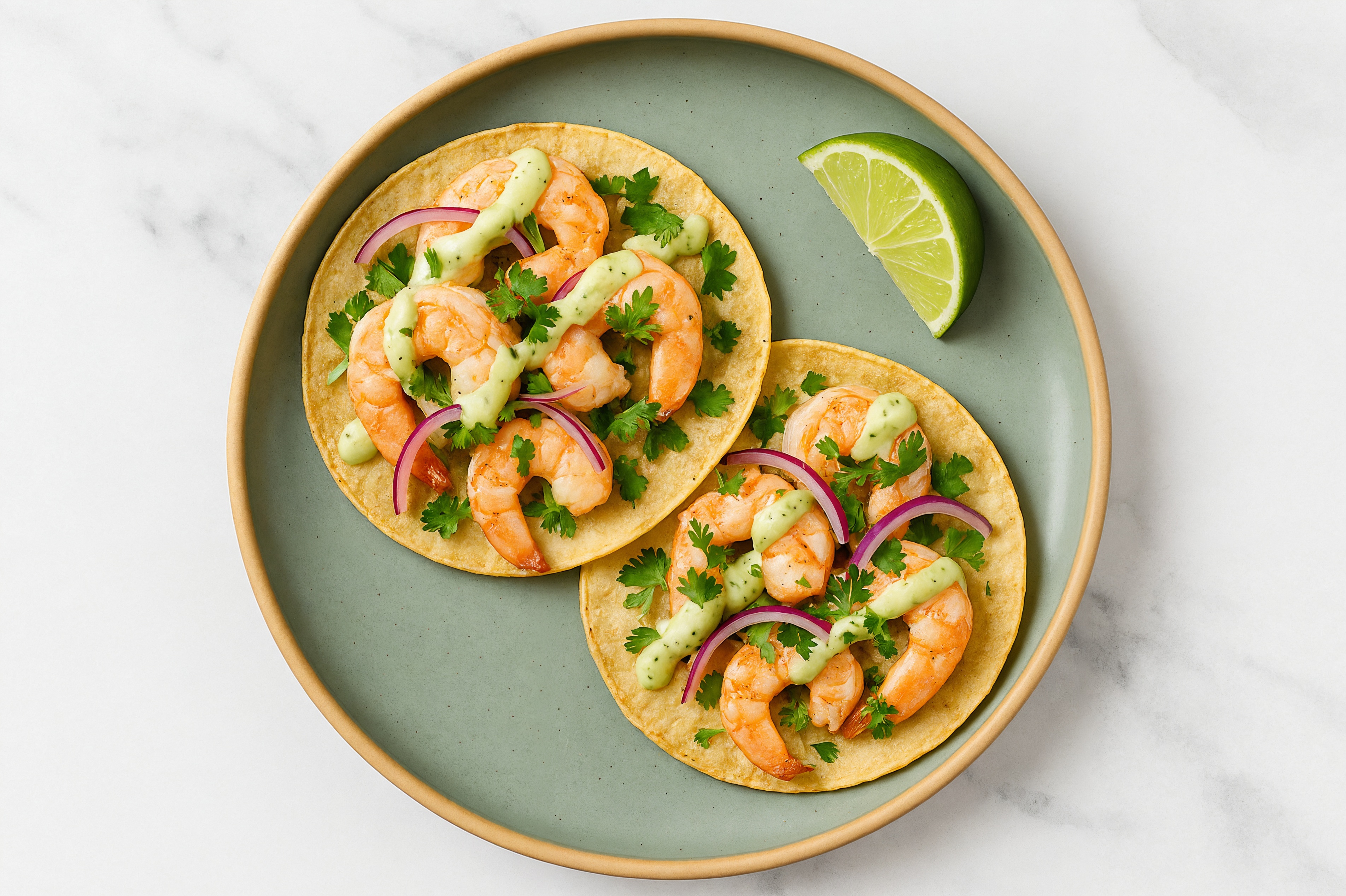Creamy Jalapeño Shrimp Tostadas