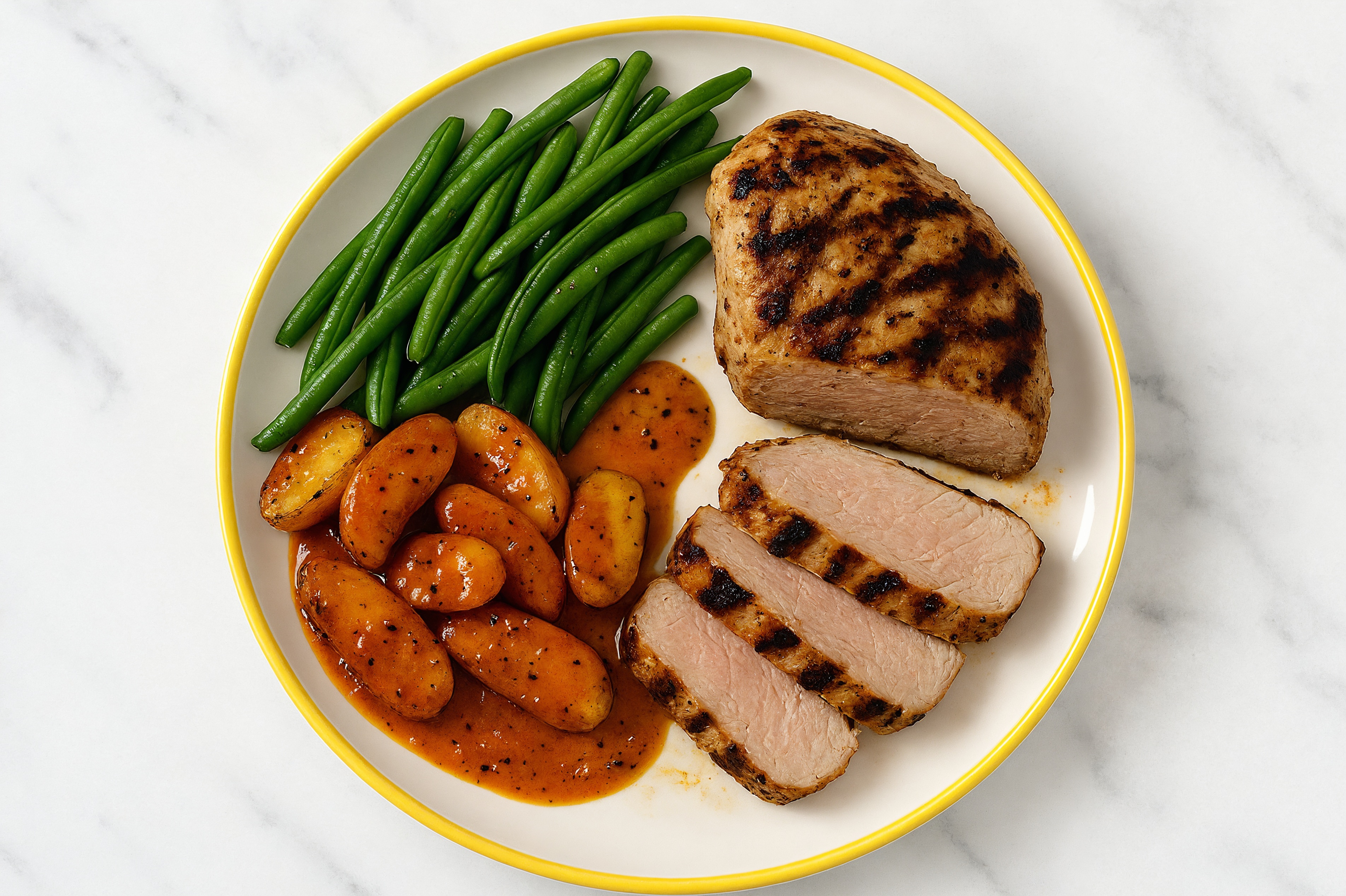Pork Tenderloin with Hickory Potatoes + Organic Green Beans