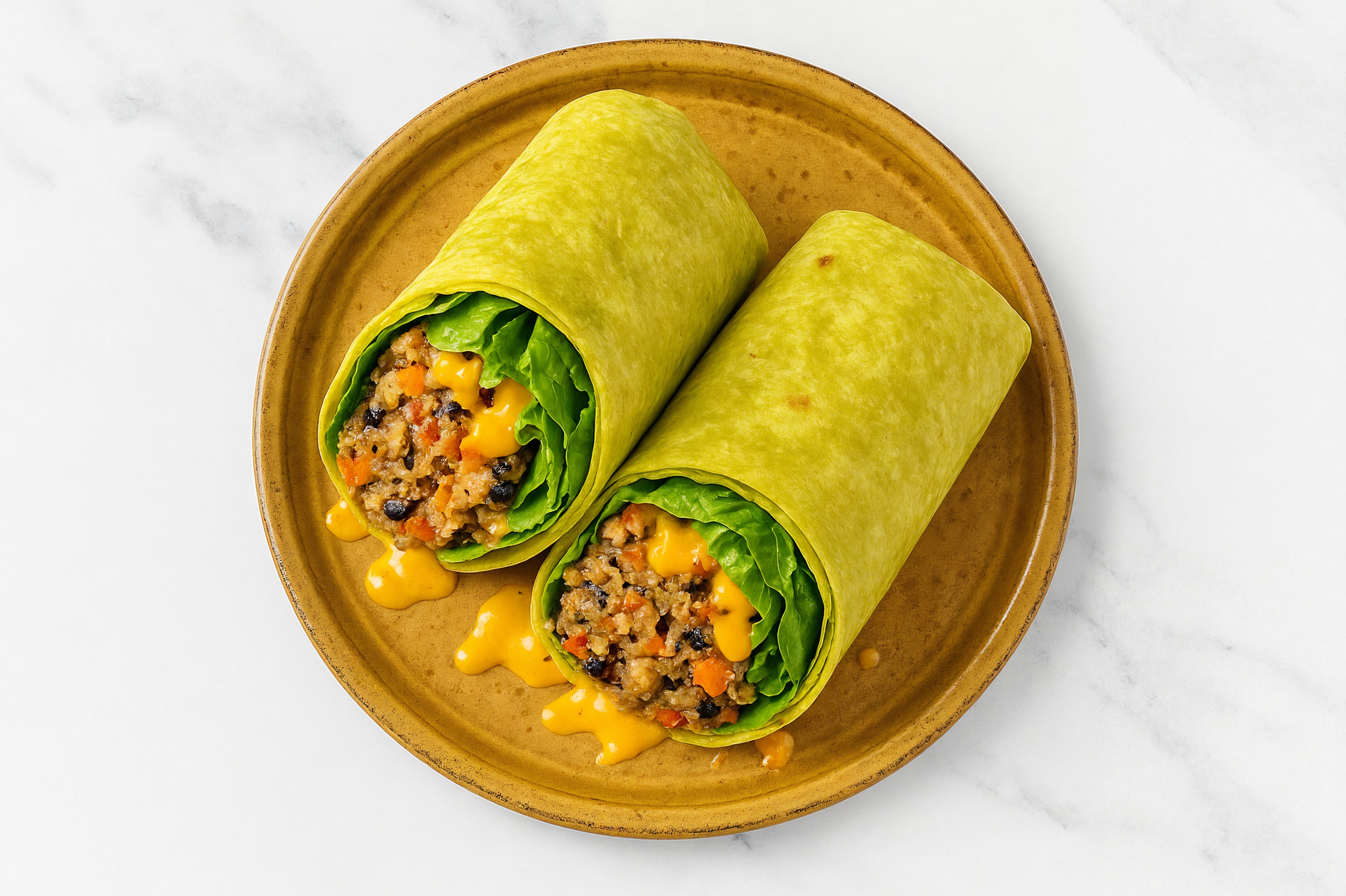 Super Special Black Bean Burger Wrap with Spinach Tortilla