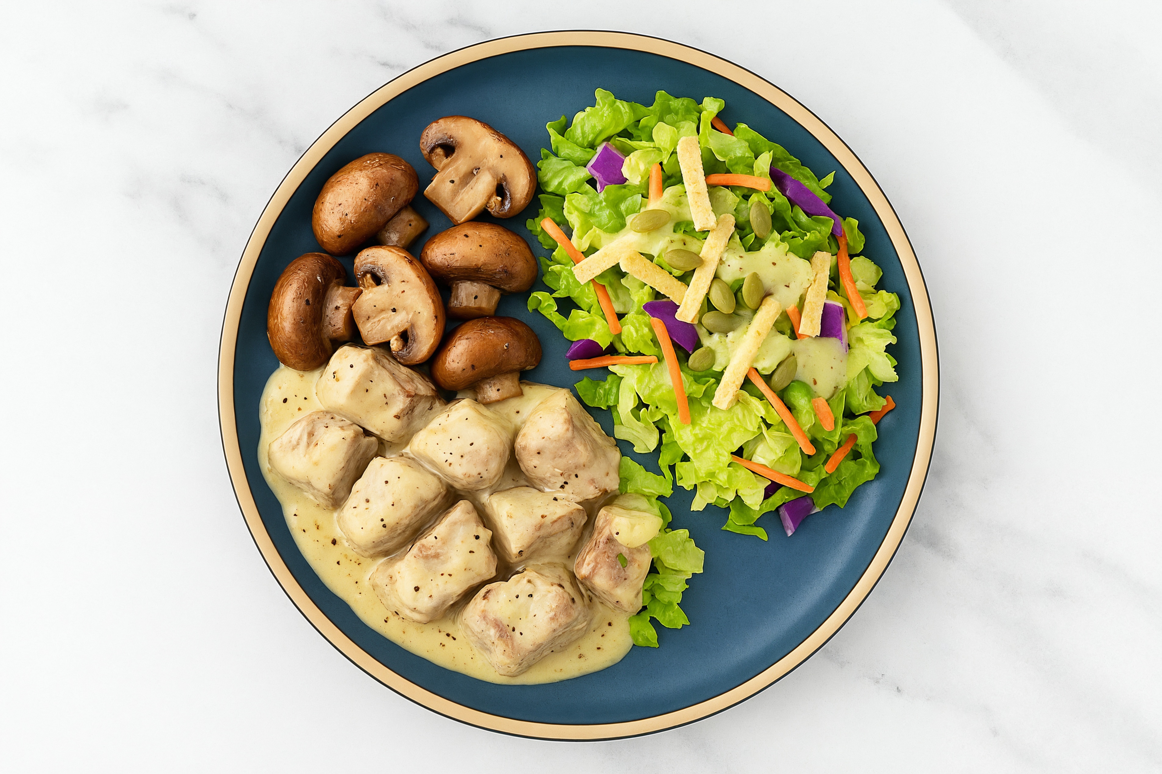Horseradish Roasted Lamb & Mushrooms with Avocado Salad