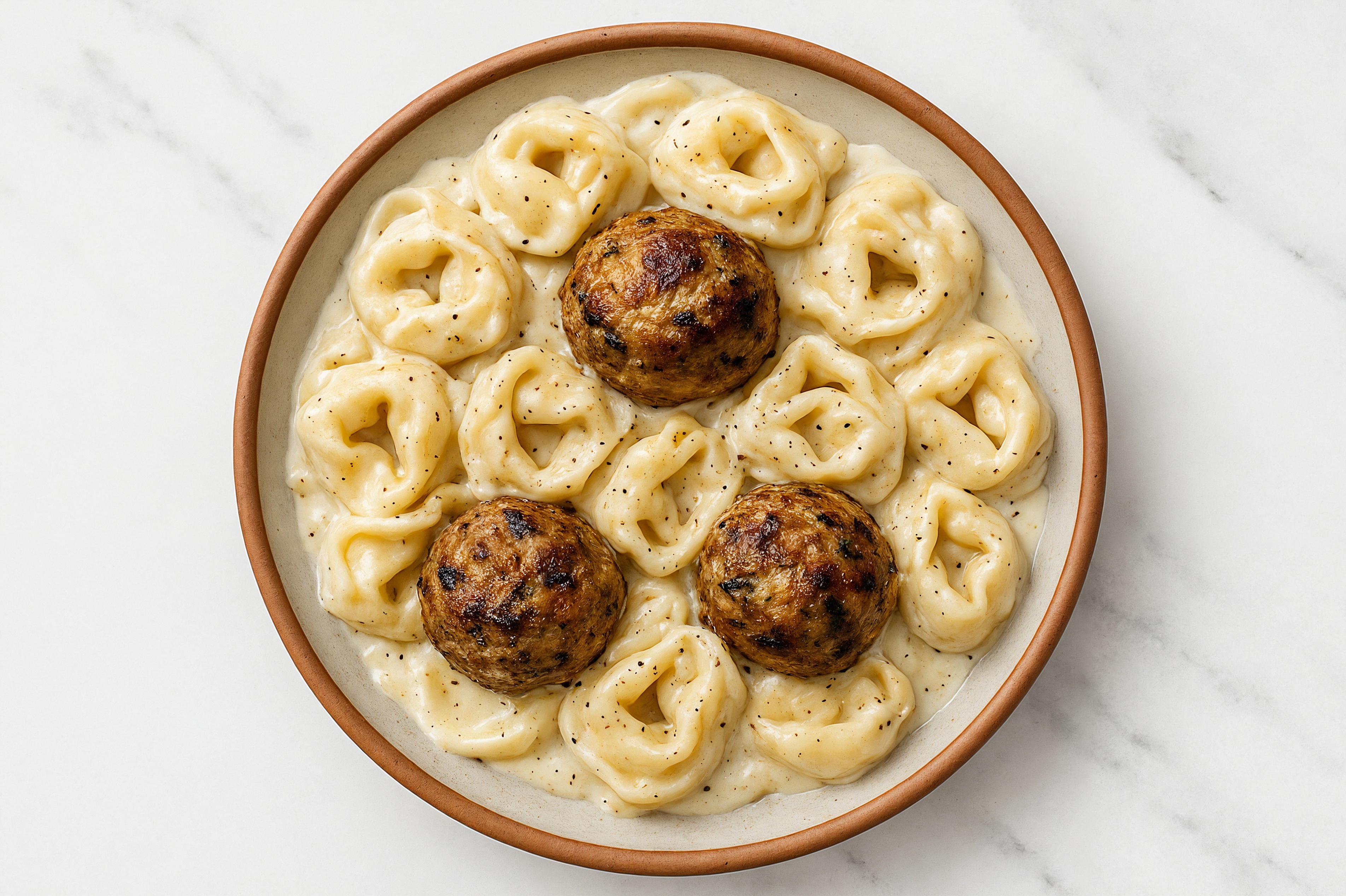 Alfredo Tortelloni with Meatballs
