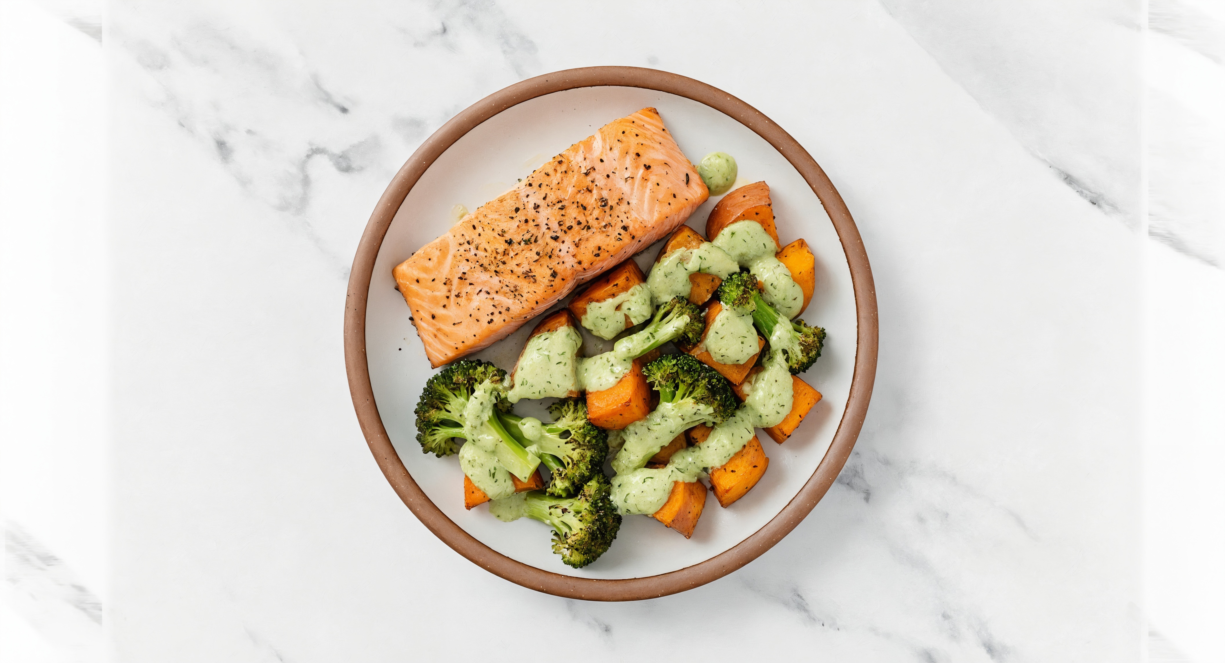 Sheet Pan Green Goddess-Salmon with Sweet Potatoes & Broccoli